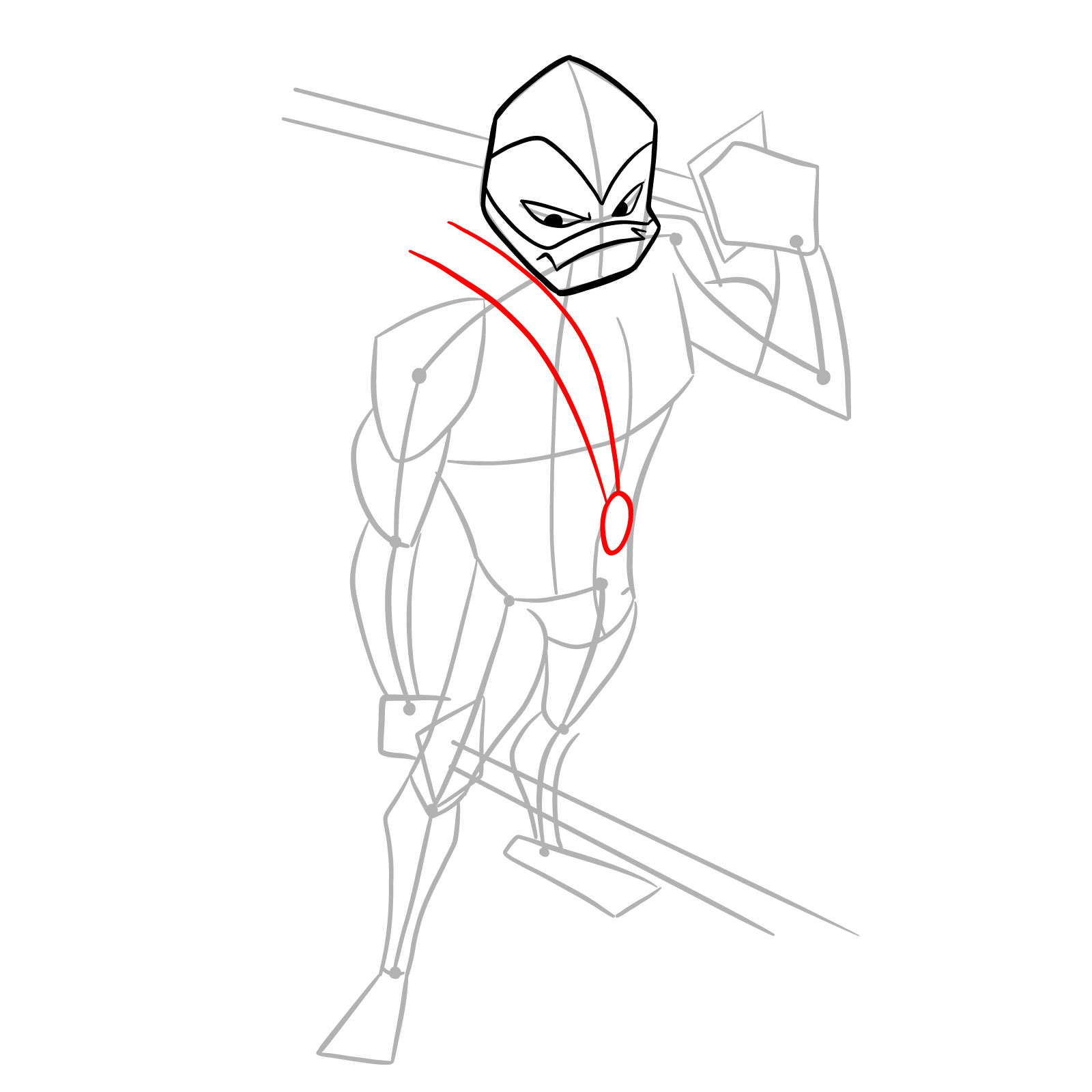 How to draw Leo in Hamato Ninpō state - step 08