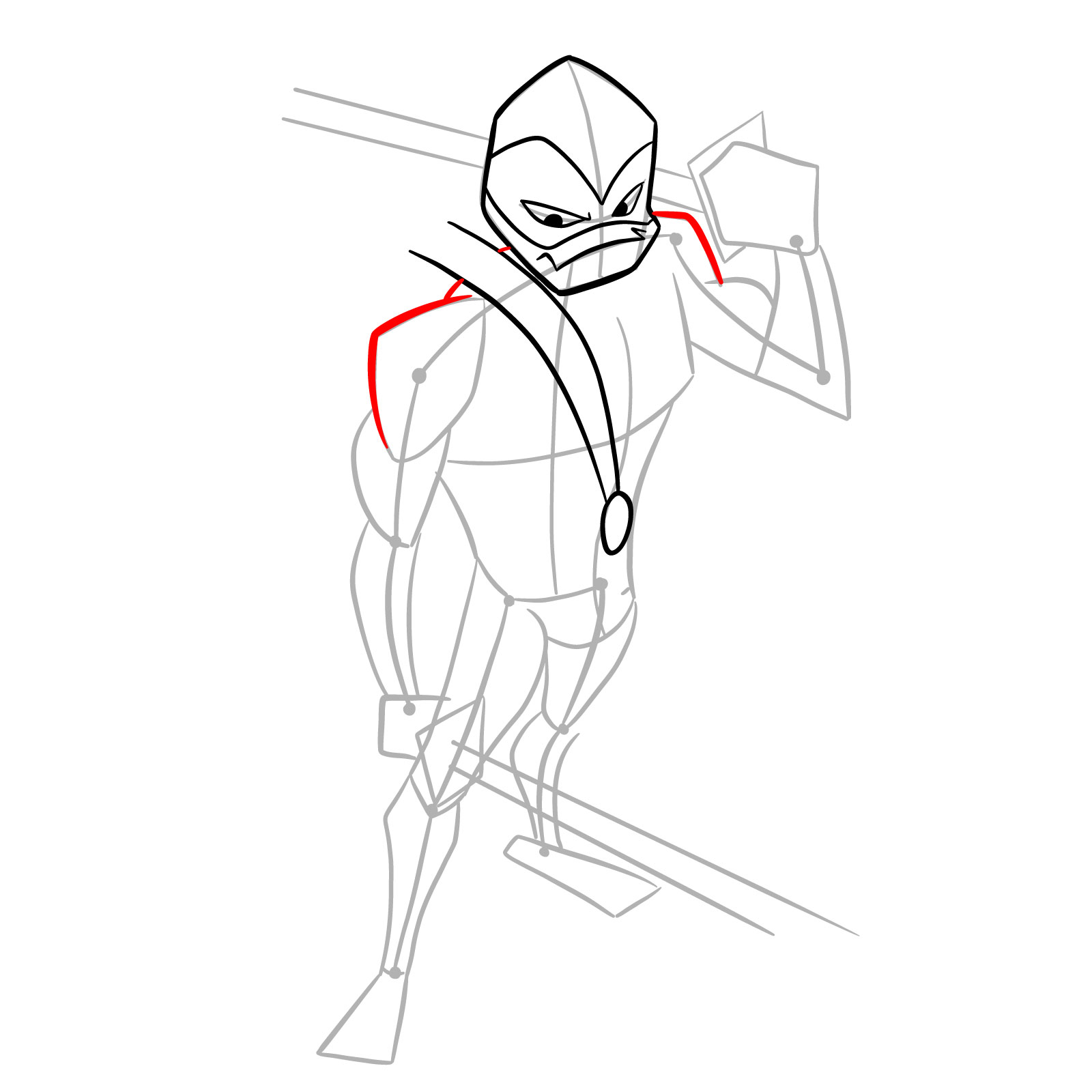 How to draw Leo in Hamato Ninpō state - step 09