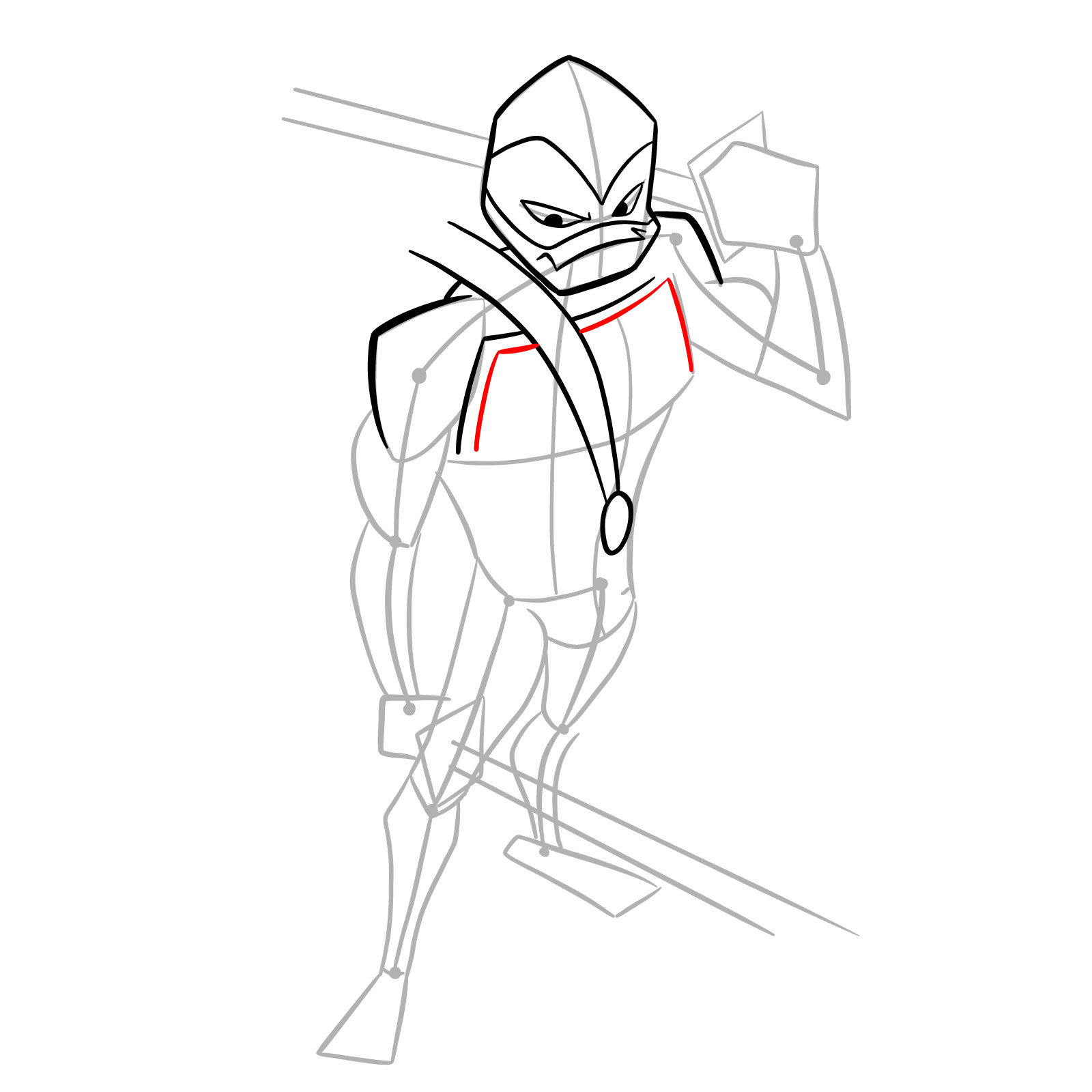 How to draw Leo in Hamato Ninpō state - step 11
