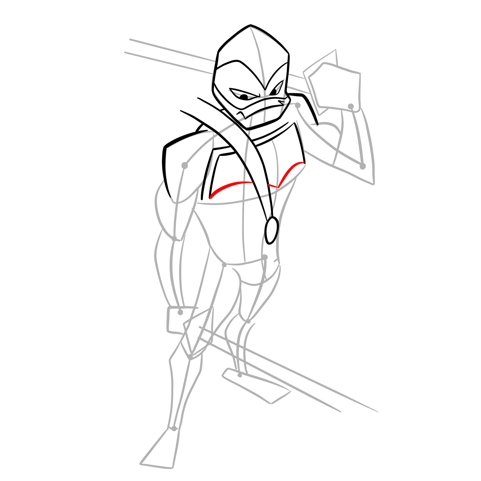 How to draw Leo in Hamato Ninpō state - step 12