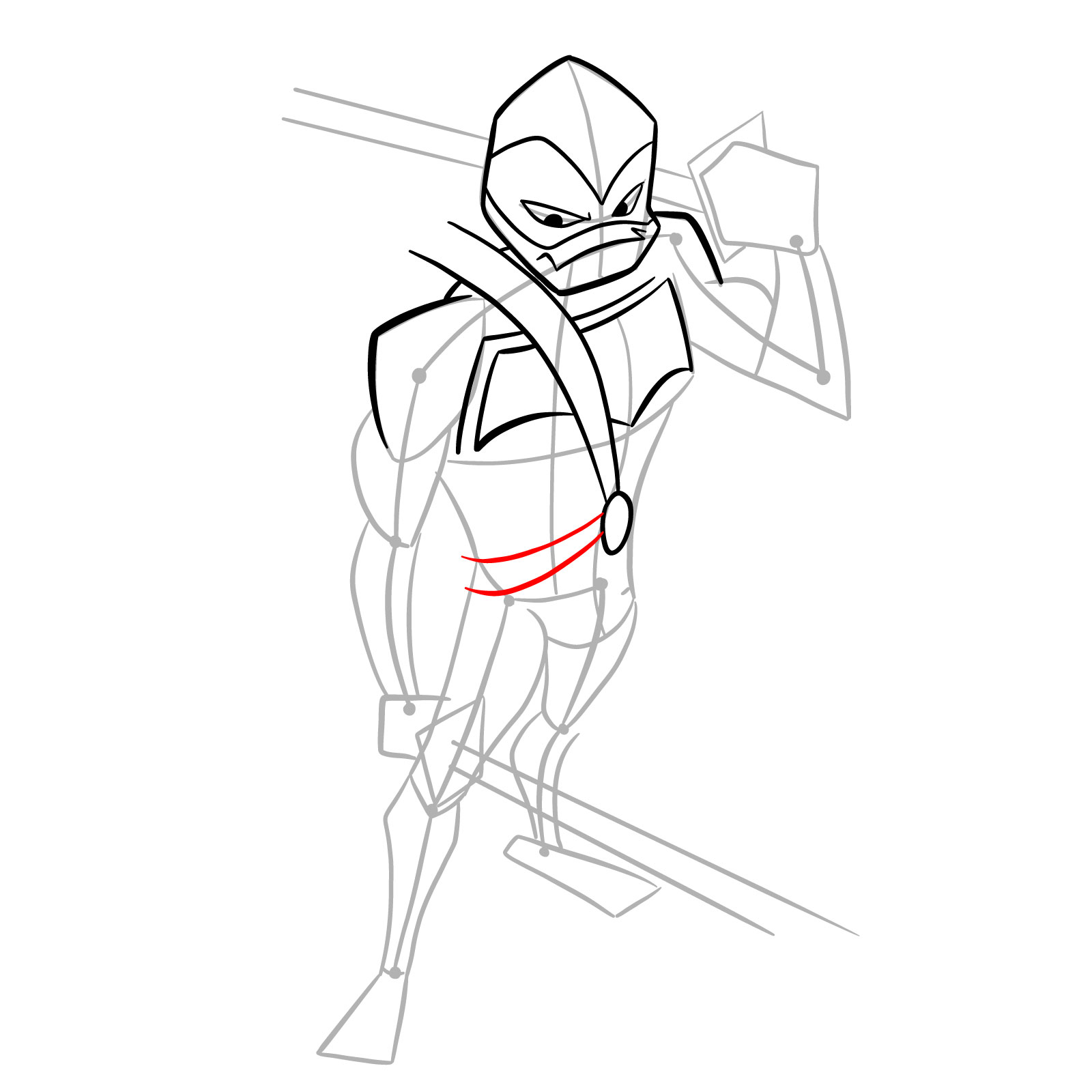 How to draw Leo in Hamato Ninpō state - step 13