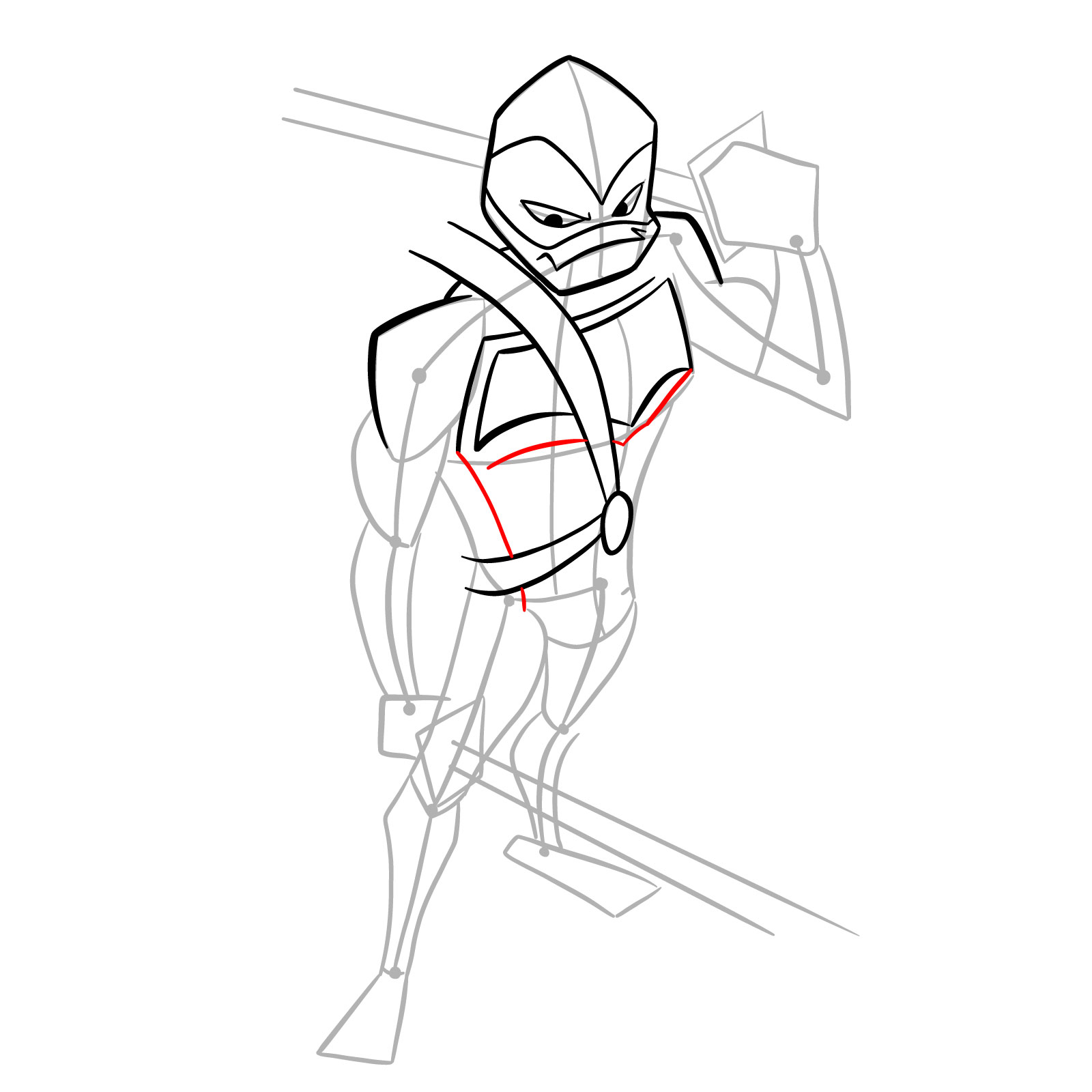 How to draw Leo in Hamato Ninpō state - step 14
