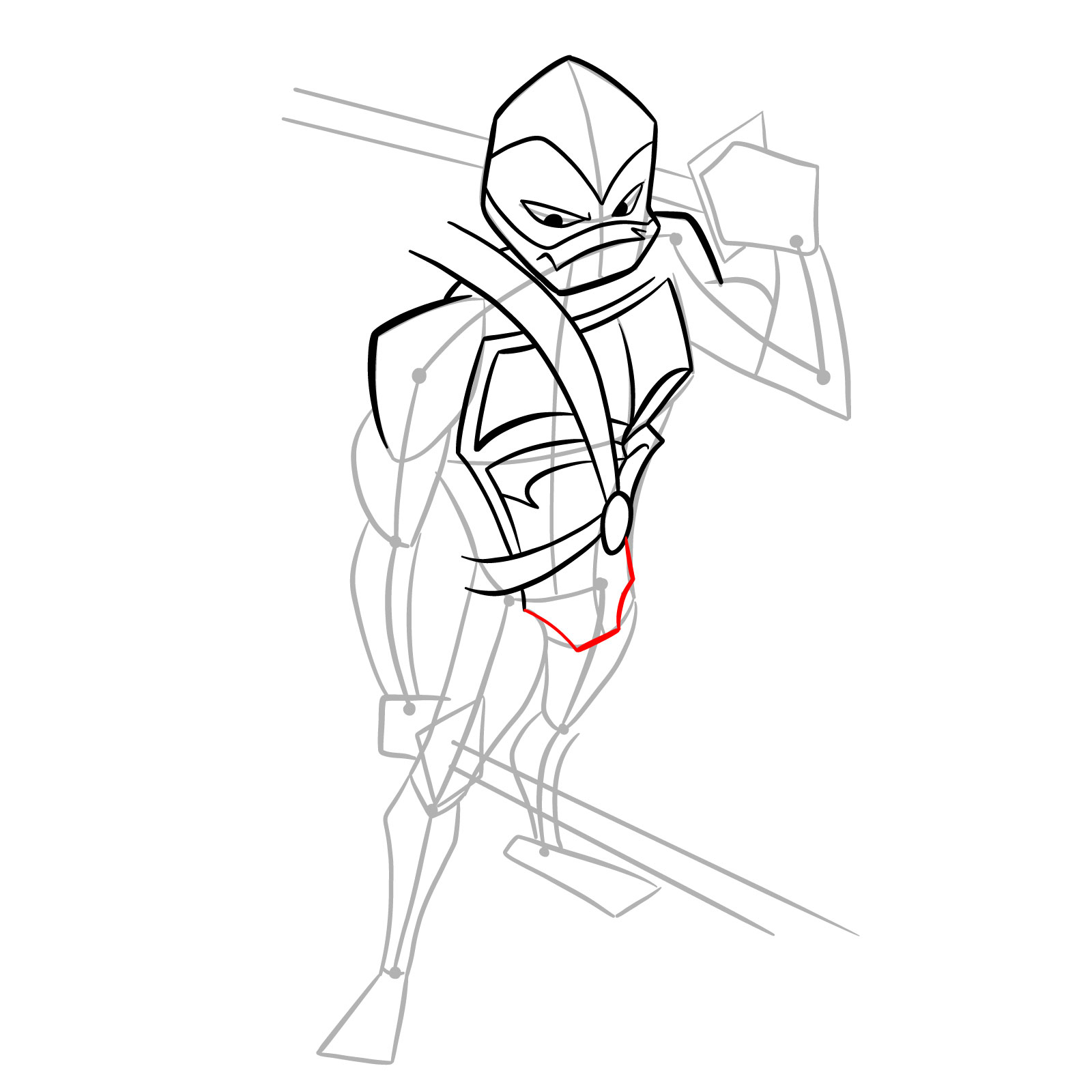 How to draw Leo in Hamato Ninpō state - step 17