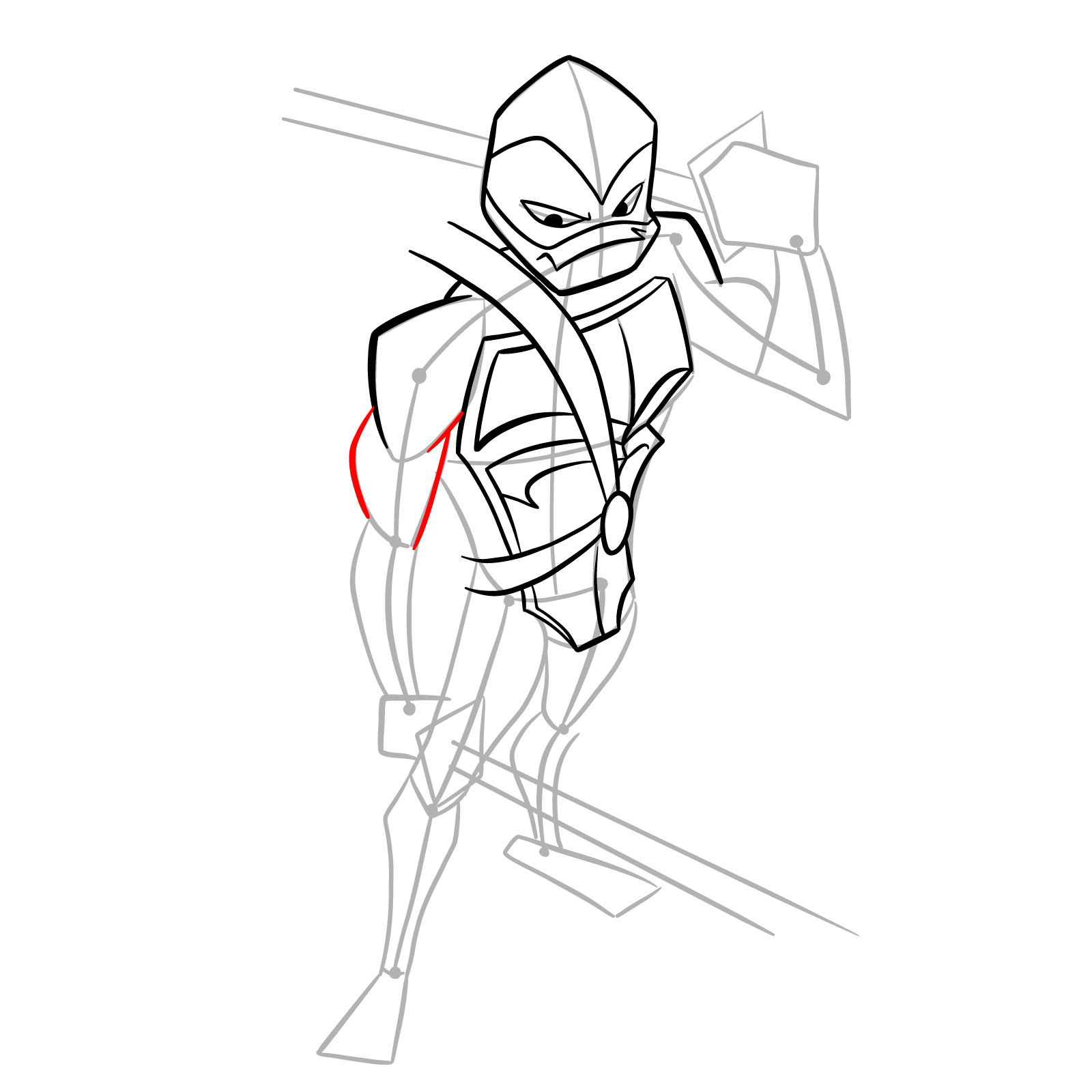 How to draw Leo in Hamato Ninpō state - step 19