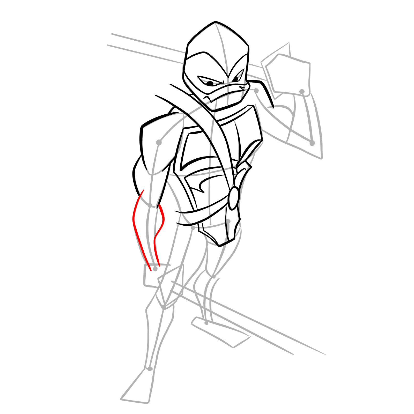How to draw Leo in Hamato Ninpō state - step 20