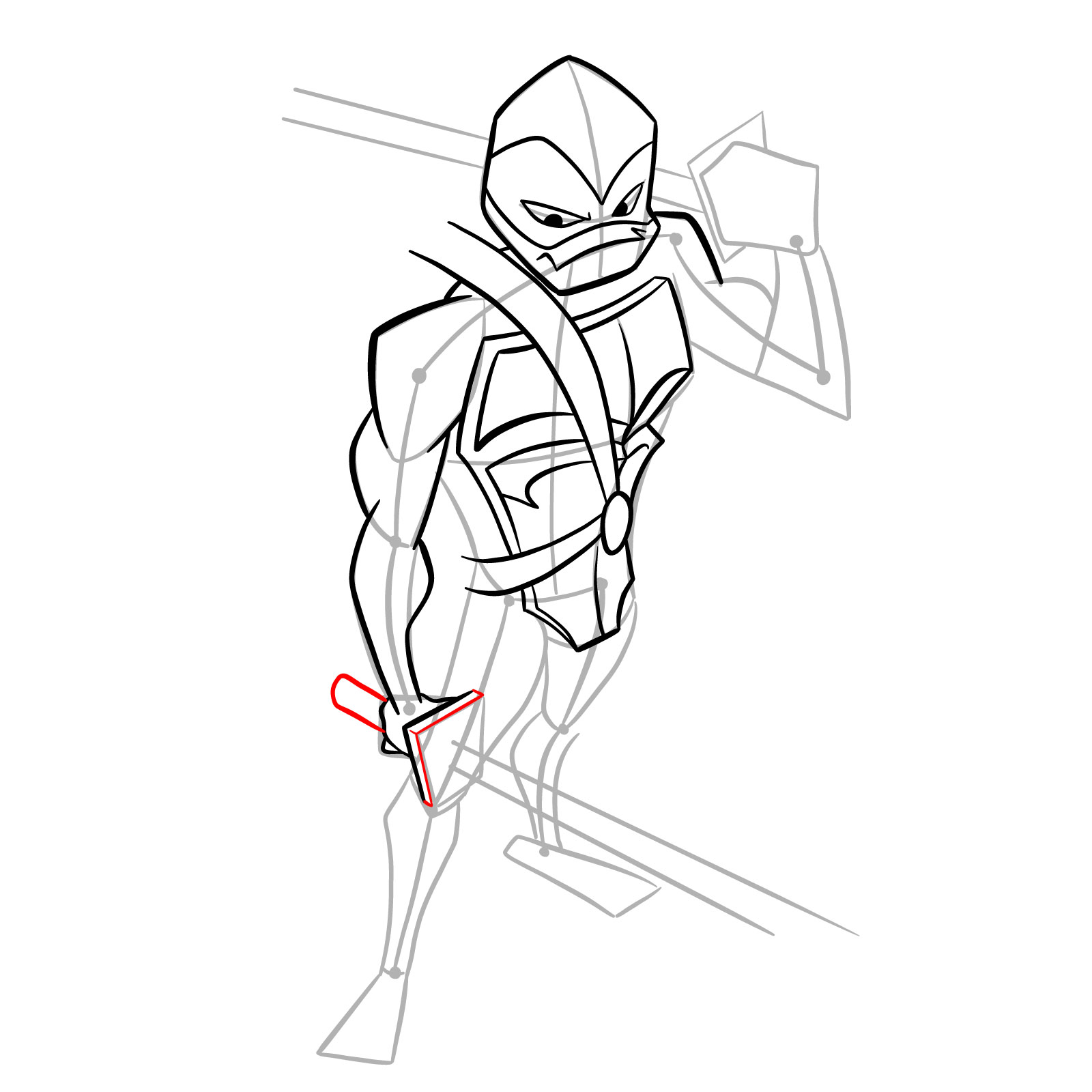 How to draw Leo in Hamato Ninpō state - step 22