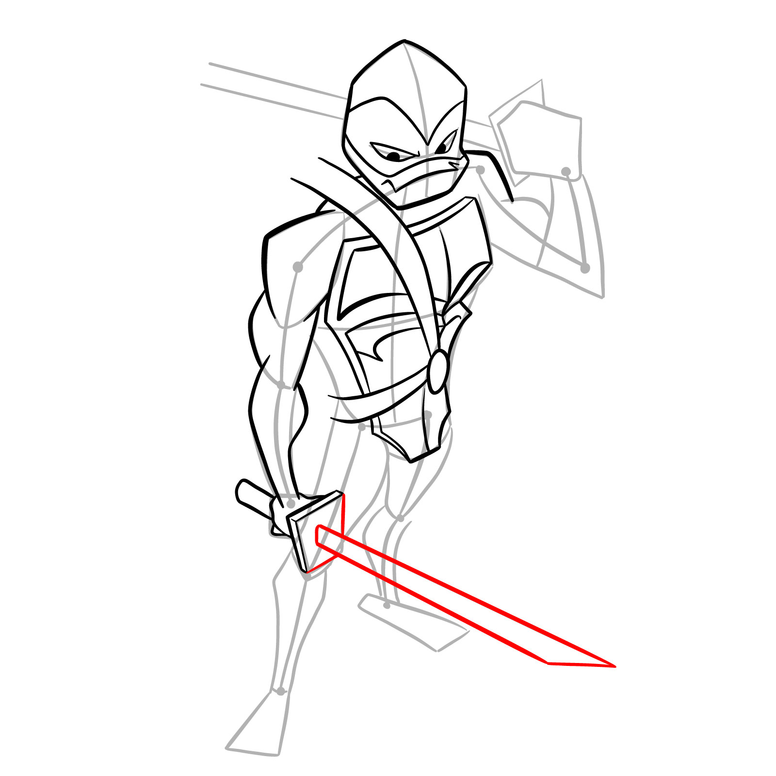 How to draw Leo in Hamato Ninpō state - step 23