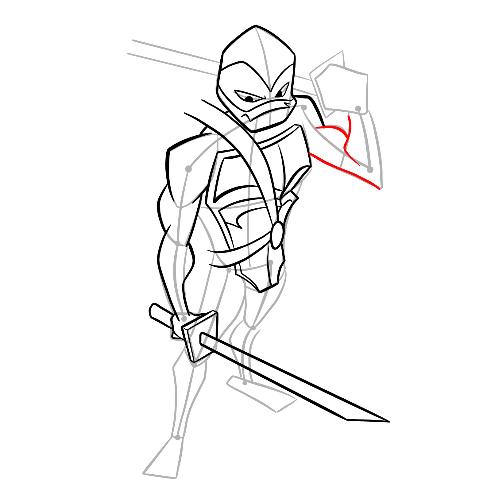 How to draw Leo in Hamato Ninpō state - step 24