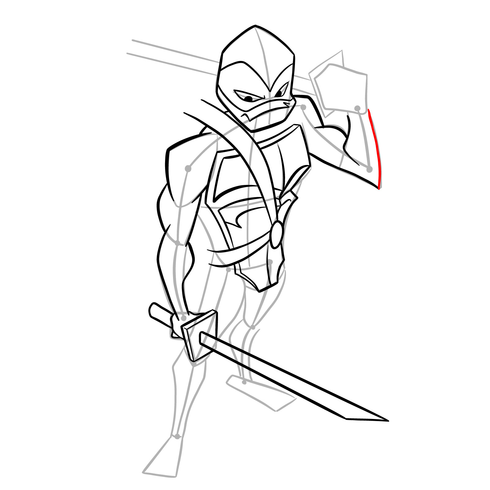 How to draw Leo in Hamato Ninpō state - step 25