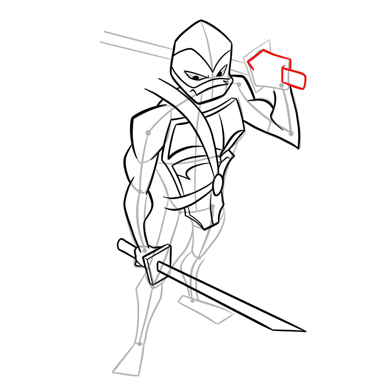 How to draw Leo in Hamato Ninpō state - step 26