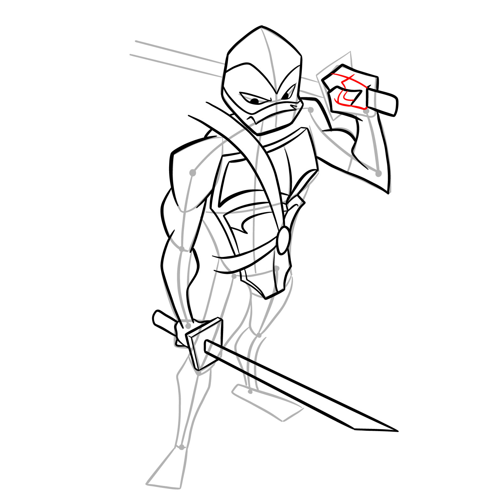 How to draw Leo in Hamato Ninpō state - step 28