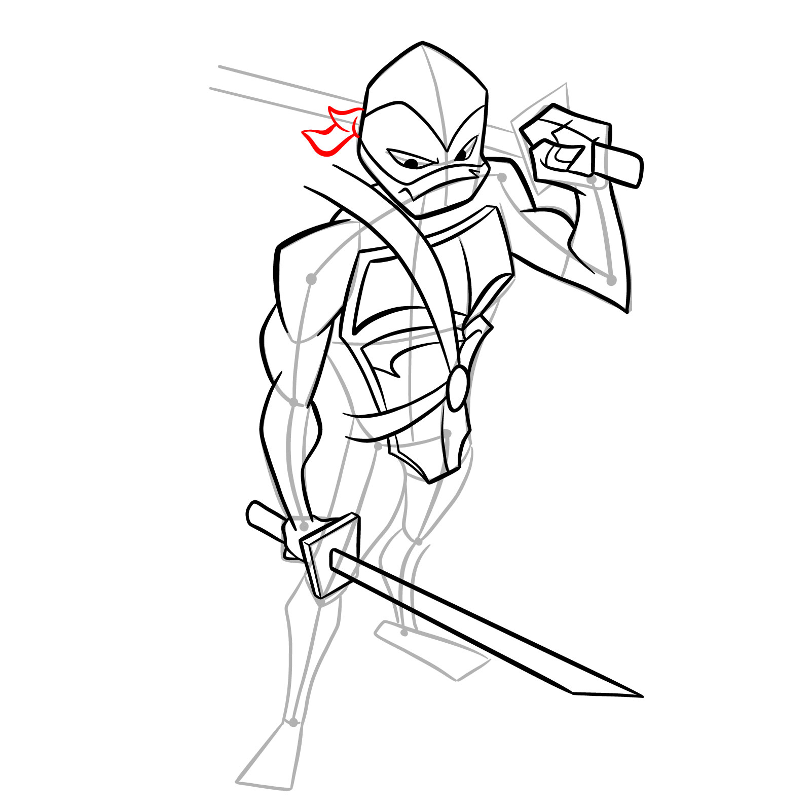 How to draw Leo in Hamato Ninpō state - step 29