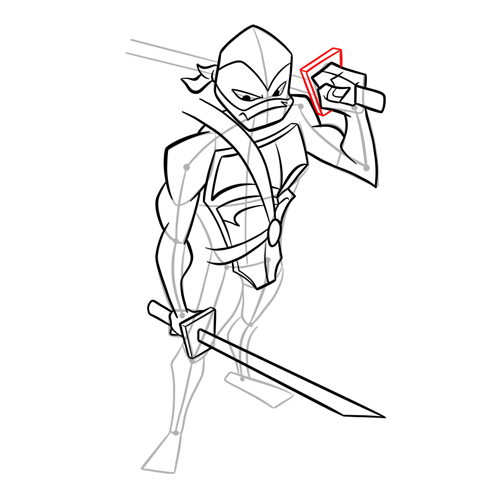 How to draw Leo in Hamato Ninpō state - step 30