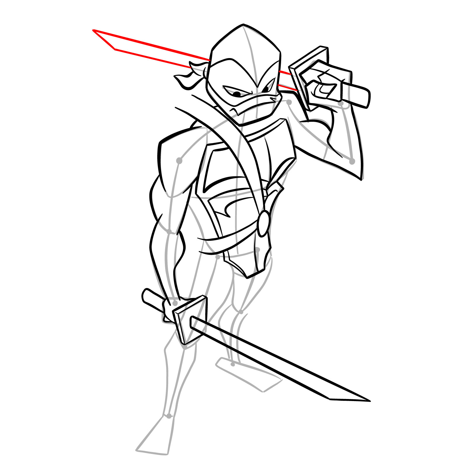 How to draw Leo in Hamato Ninpō state - step 31