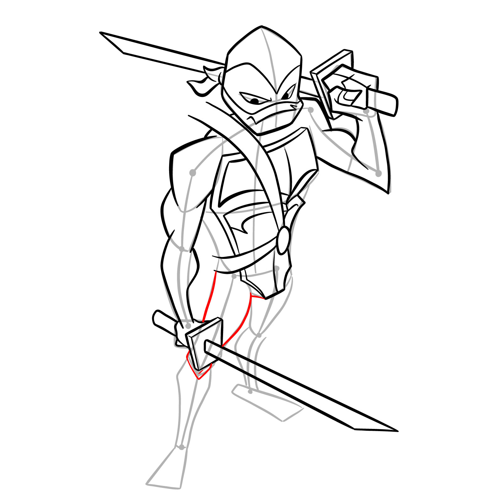How to draw Leo in Hamato Ninpō state - step 32