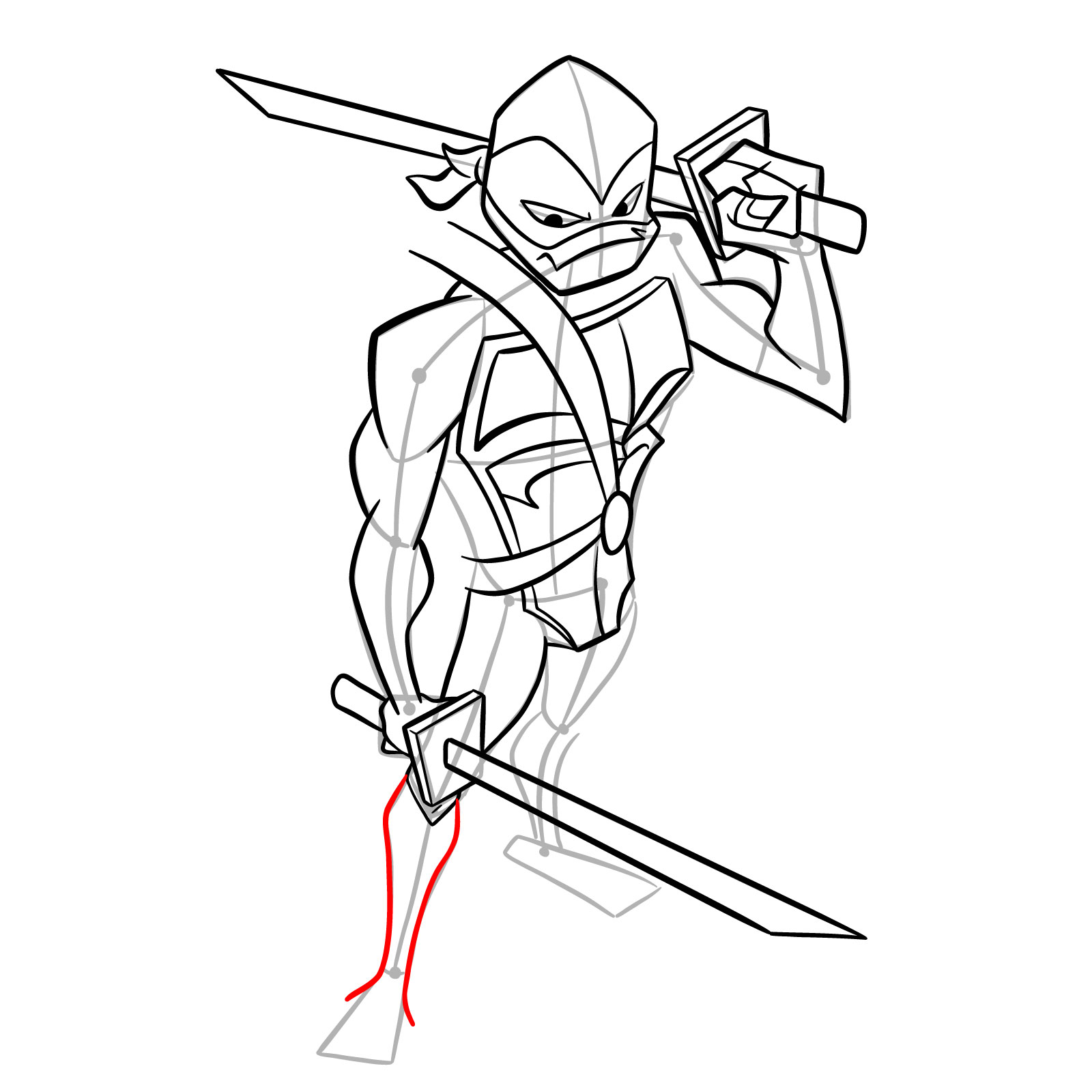 How to draw Leo in Hamato Ninpō state - step 33