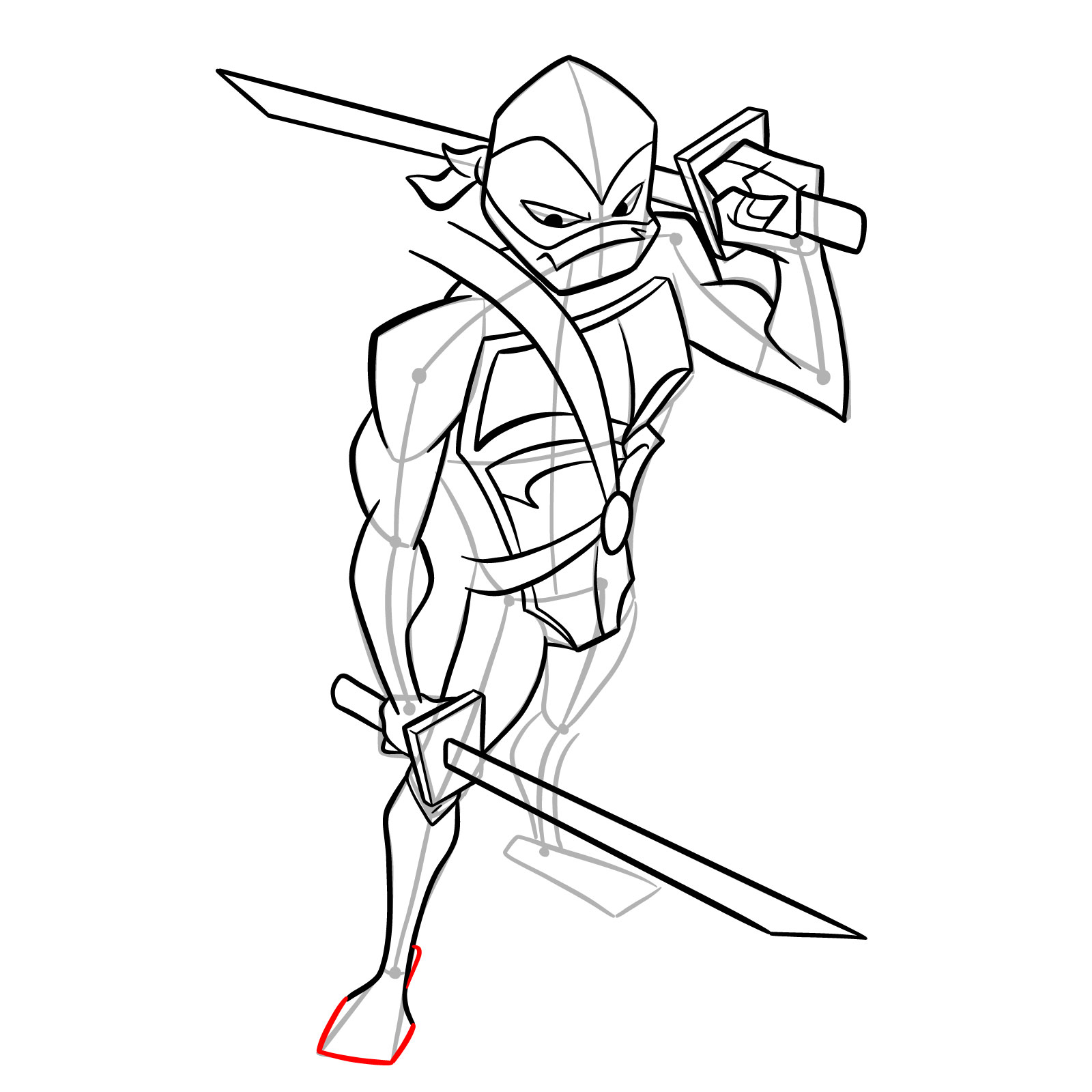How to draw Leo in Hamato Ninpō state - step 34