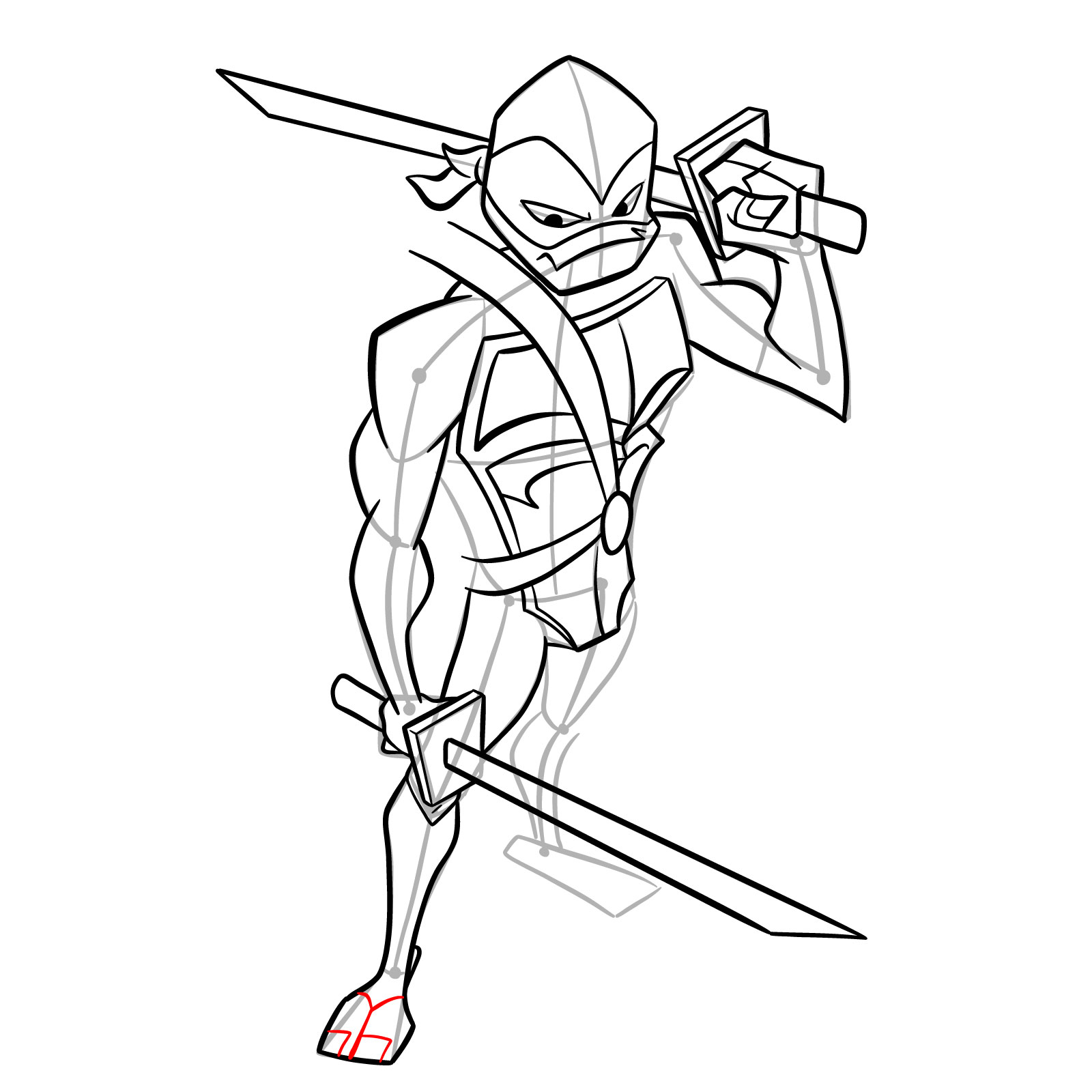 How to draw Leo in Hamato Ninpō state - step 35