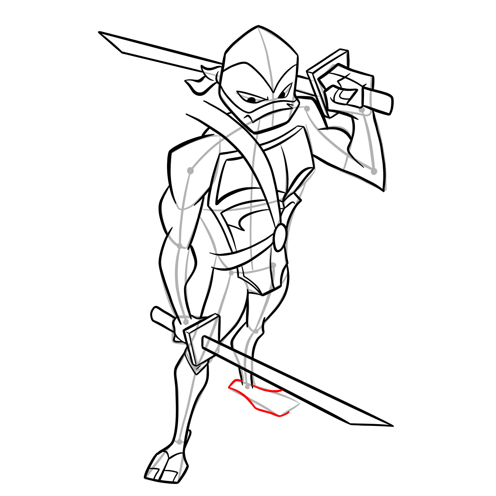 How to draw Leo in Hamato Ninpō state - step 37