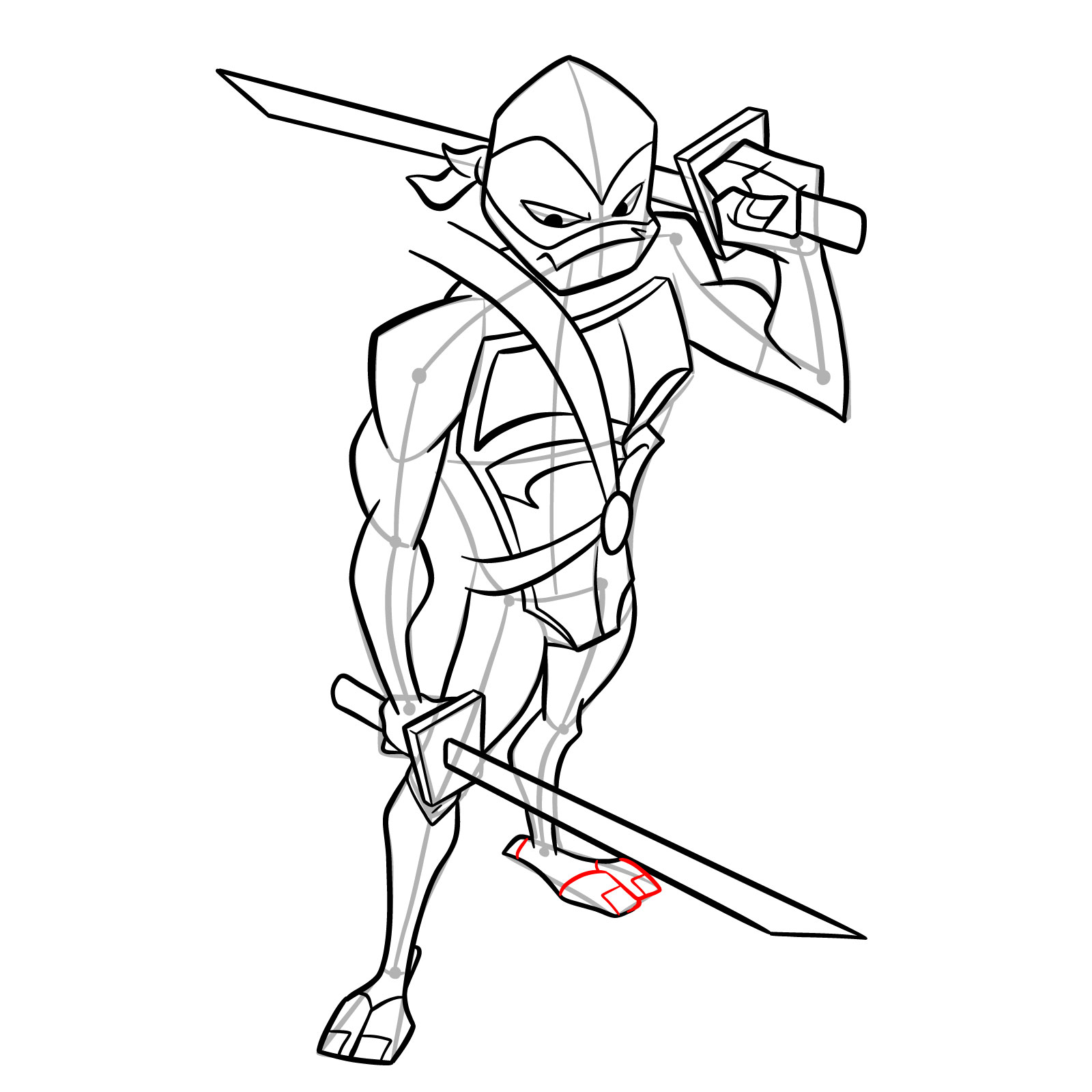 How to draw Leo in Hamato Ninpō state - step 38