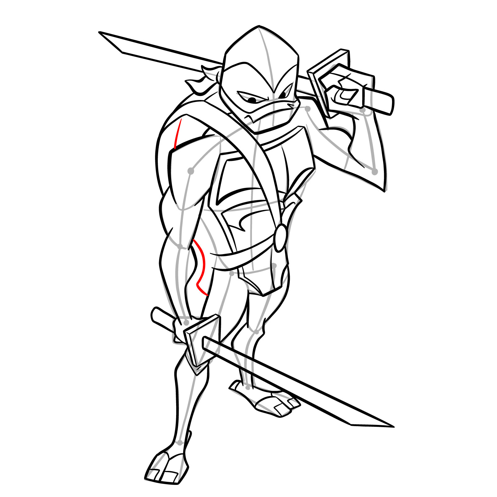 How to draw Leo in Hamato Ninpō state - step 40
