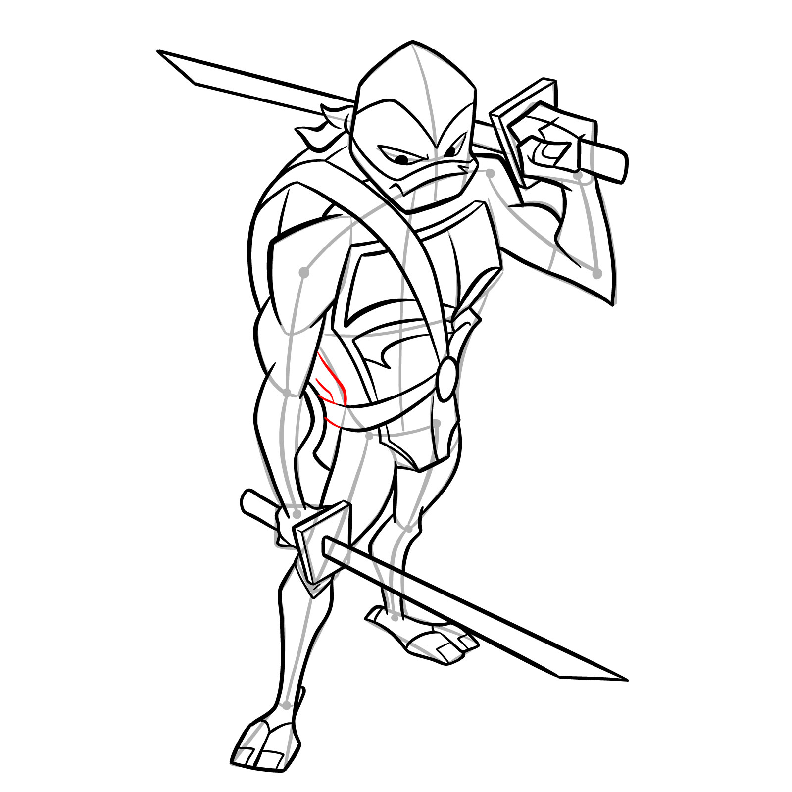 How to draw Leo in Hamato Ninpō state - step 41