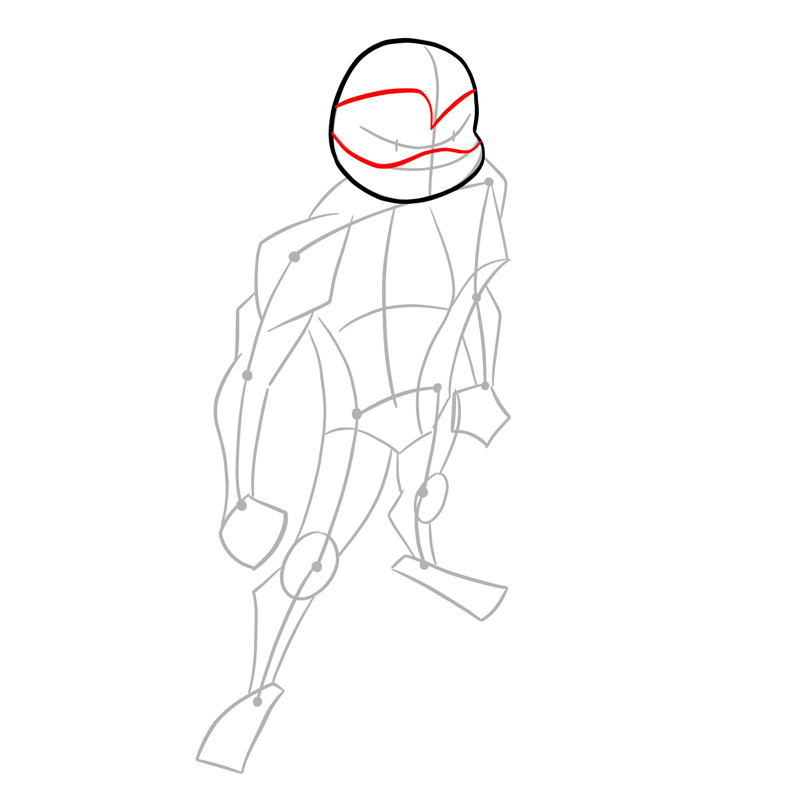 How to draw Mikey in Hamato Ninpō state - step 05