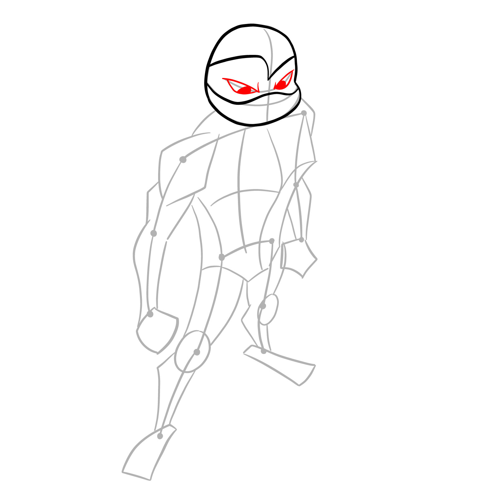 How to draw Mikey in Hamato Ninpō state - step 06