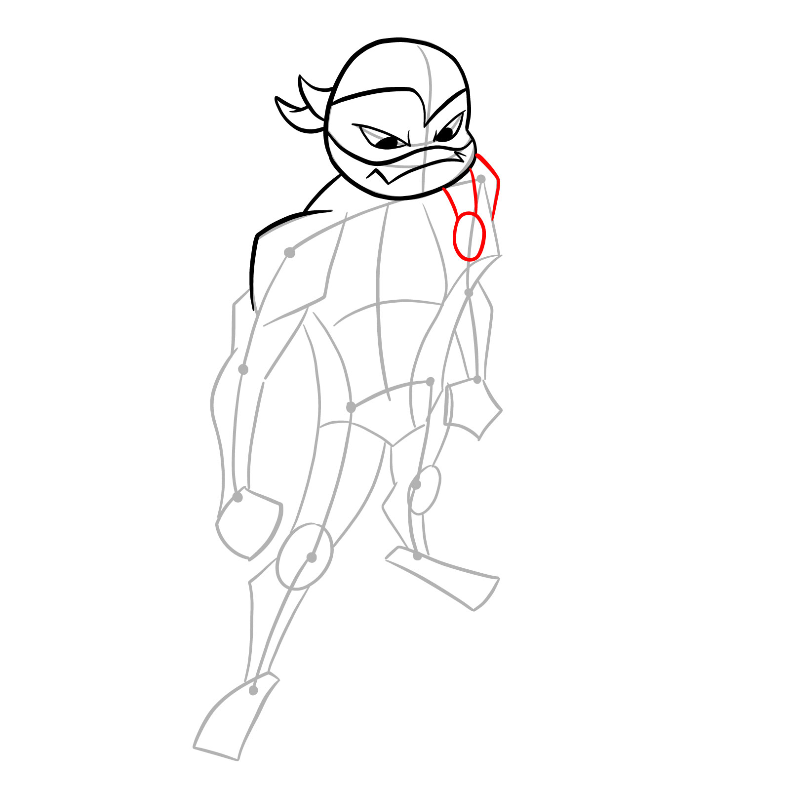 How to draw Mikey in Hamato Ninpō state - step 09