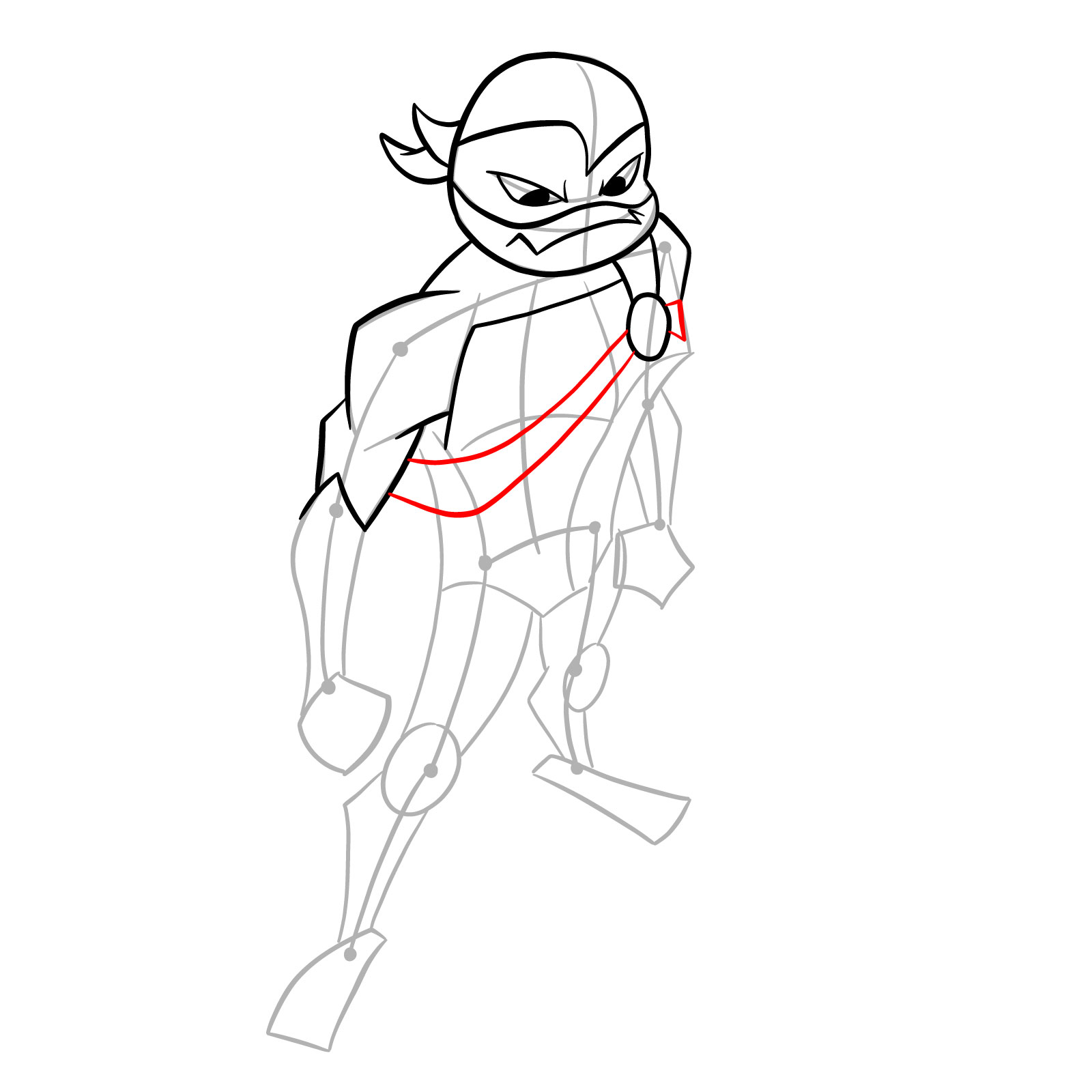 How to draw Mikey in Hamato Ninpō state - step 12