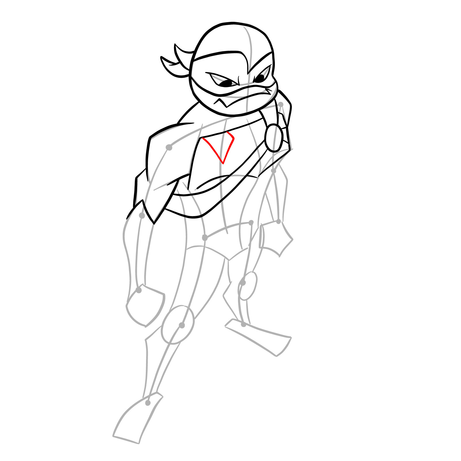 How to draw Mikey in Hamato Ninpō state - step 14