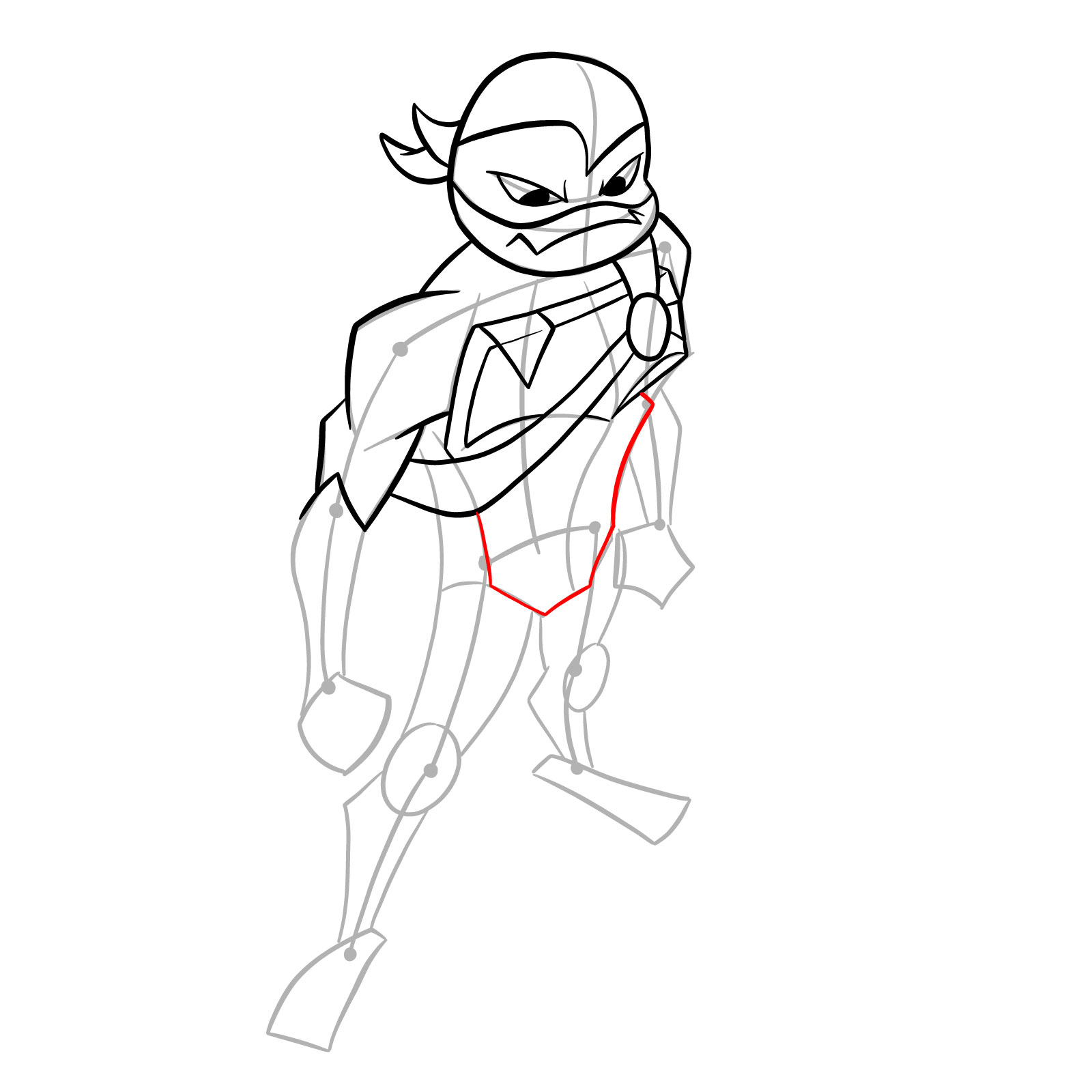 How to draw Mikey in Hamato Ninpō state - step 16