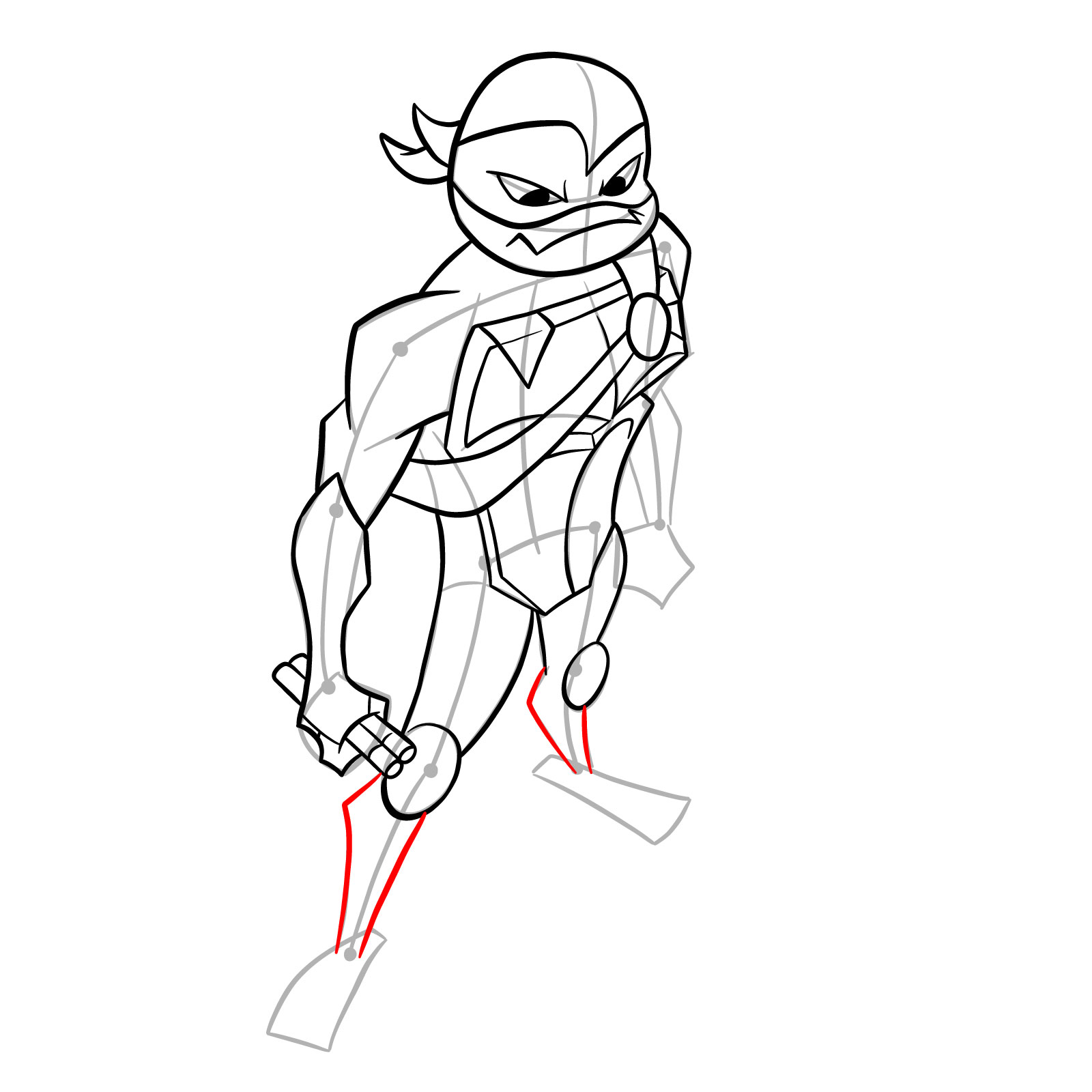 How to draw Mikey in Hamato Ninpō state - step 25