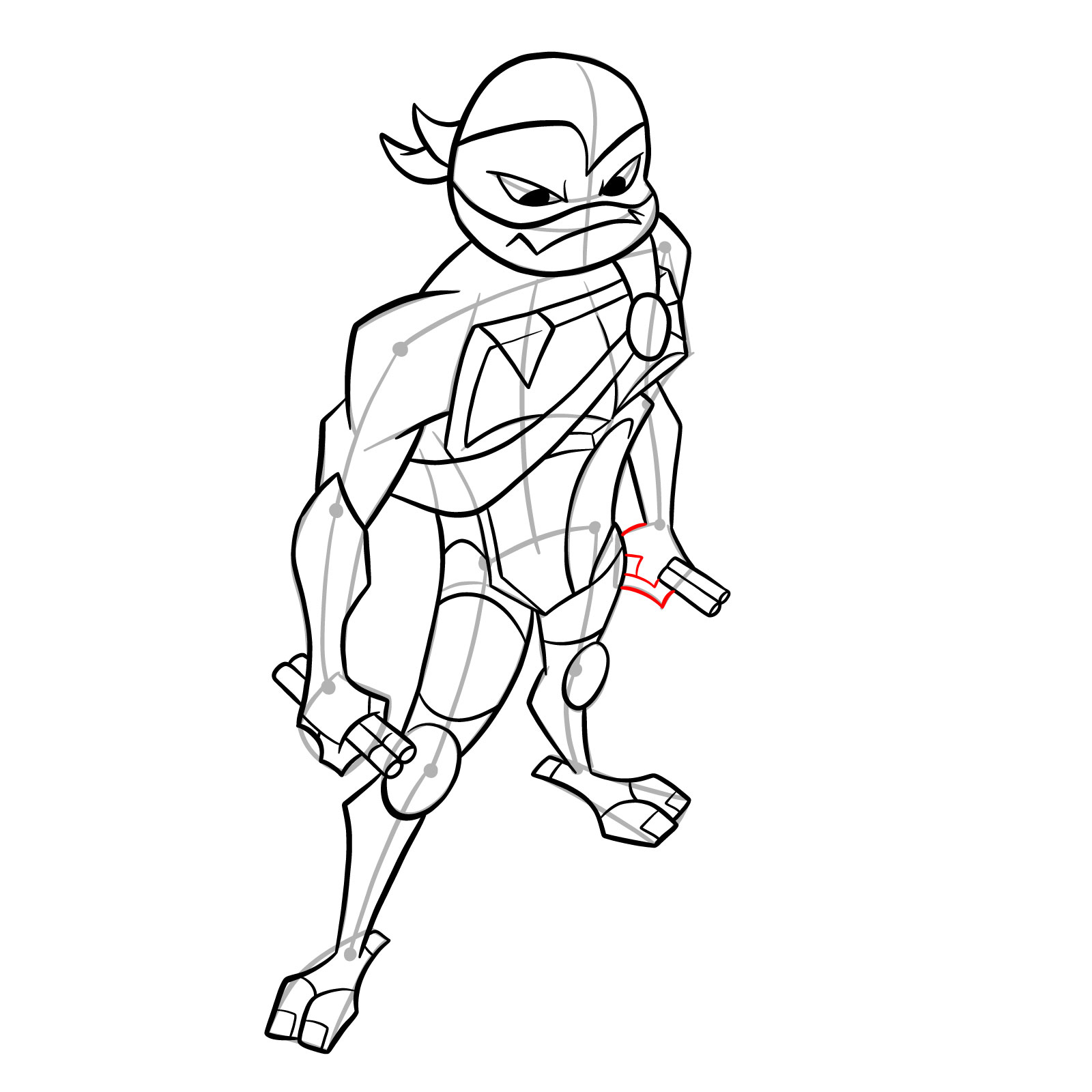 How to draw Mikey in Hamato Ninpō state - step 33