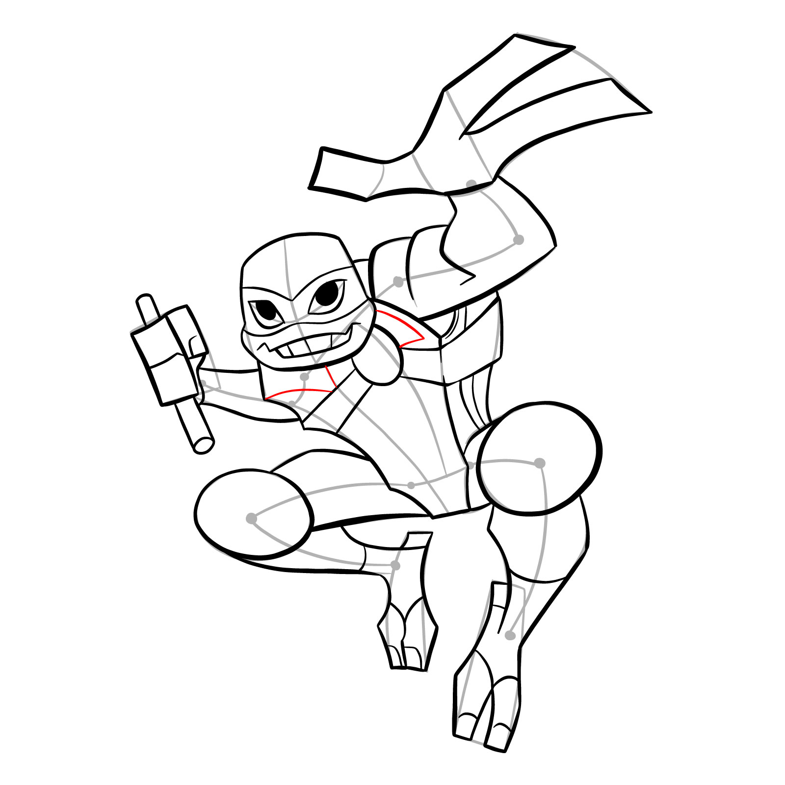 How to draw Michelangelo (Rise of TMNT) - step 29