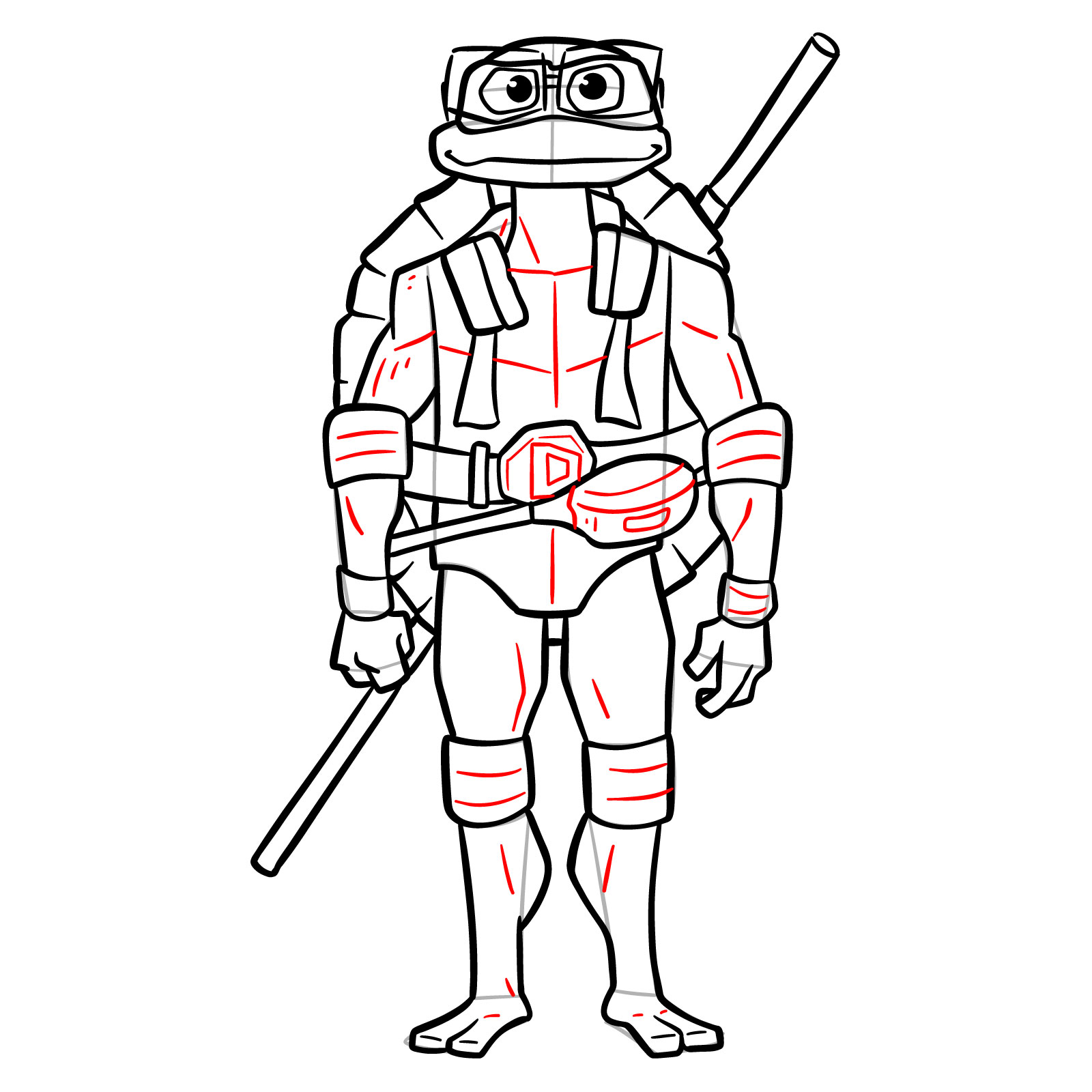 How to draw Donatello from the Tales of the TMNT 2024 series - step 17