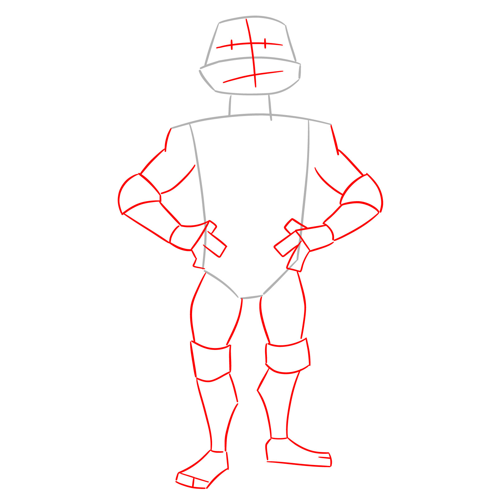 How to draw Leo from the Tales of the TMNT 2024 series - step 02