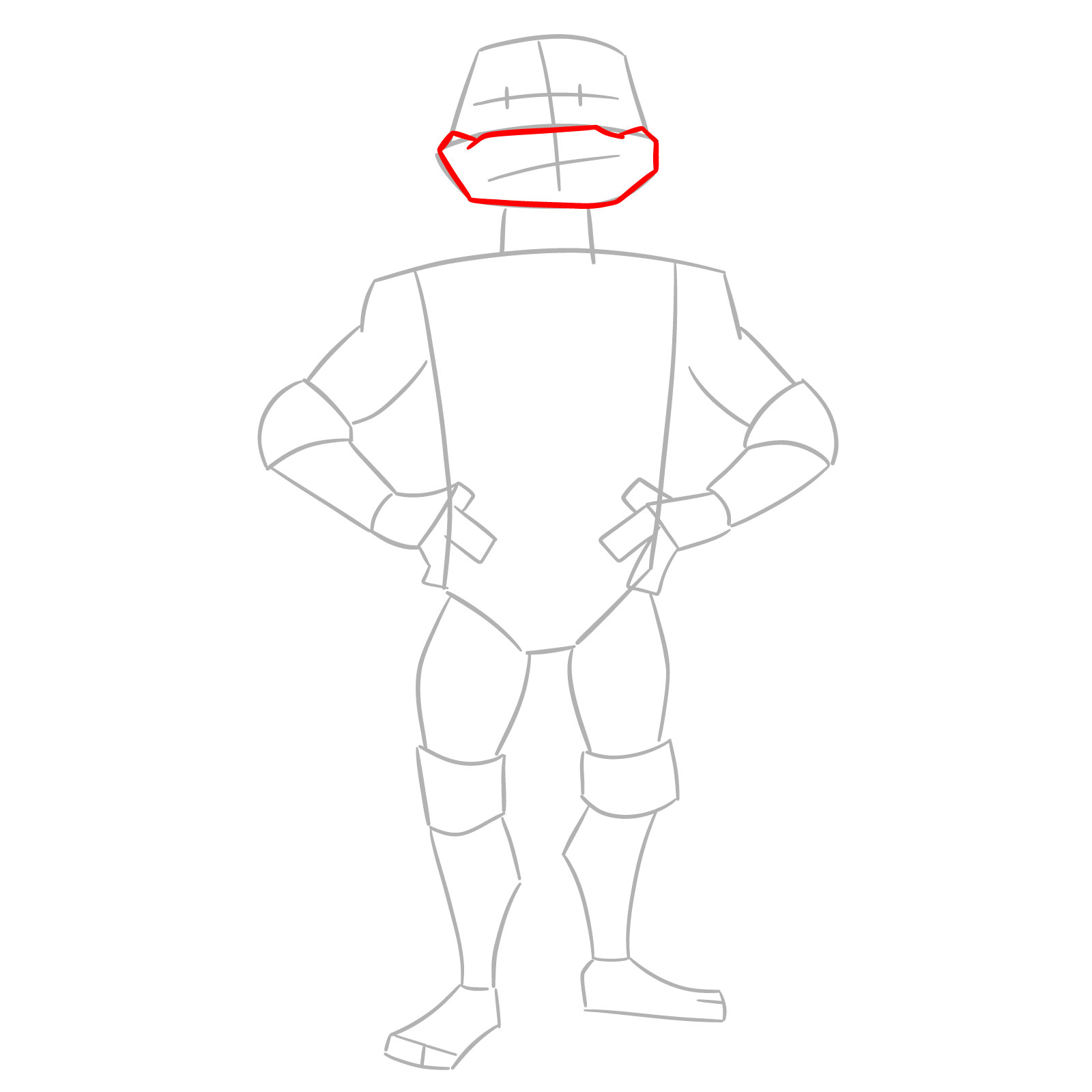 How to draw Leo from the Tales of the TMNT 2024 series - step 03