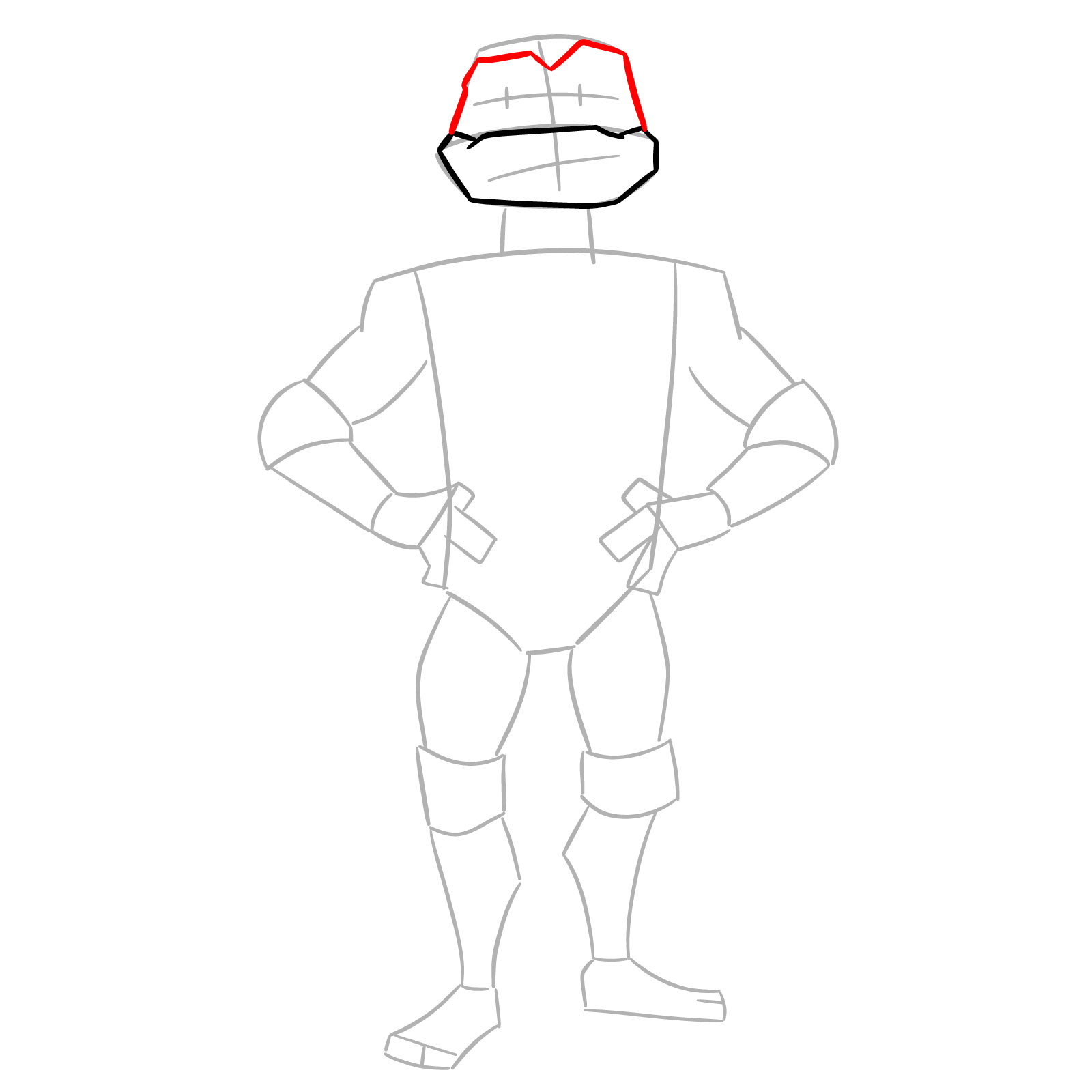 How to draw Leo from the Tales of the TMNT 2024 series - step 04