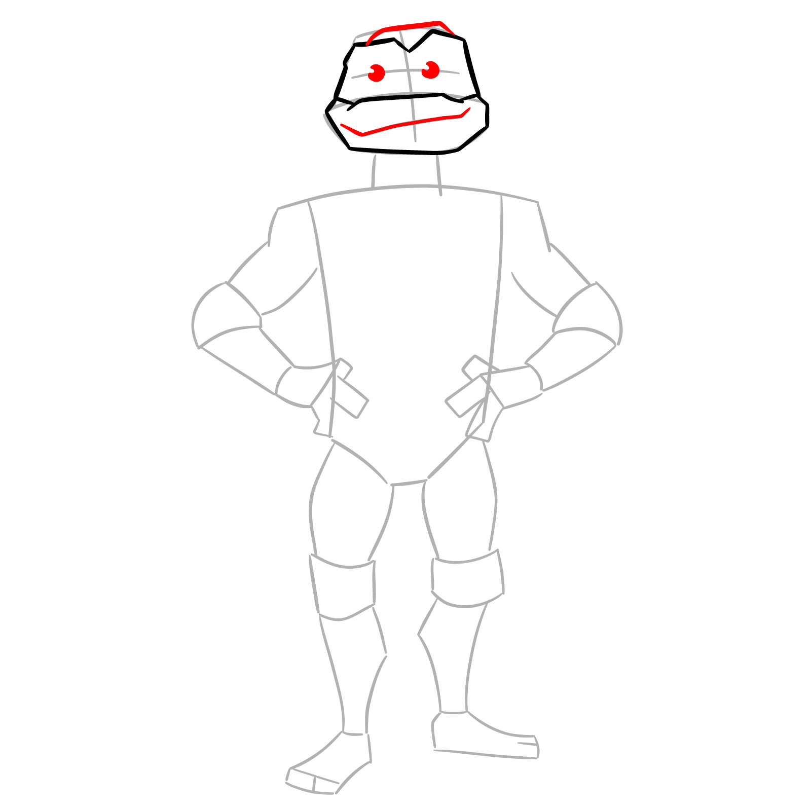 How to draw Leo from the Tales of the TMNT 2024 series - step 05