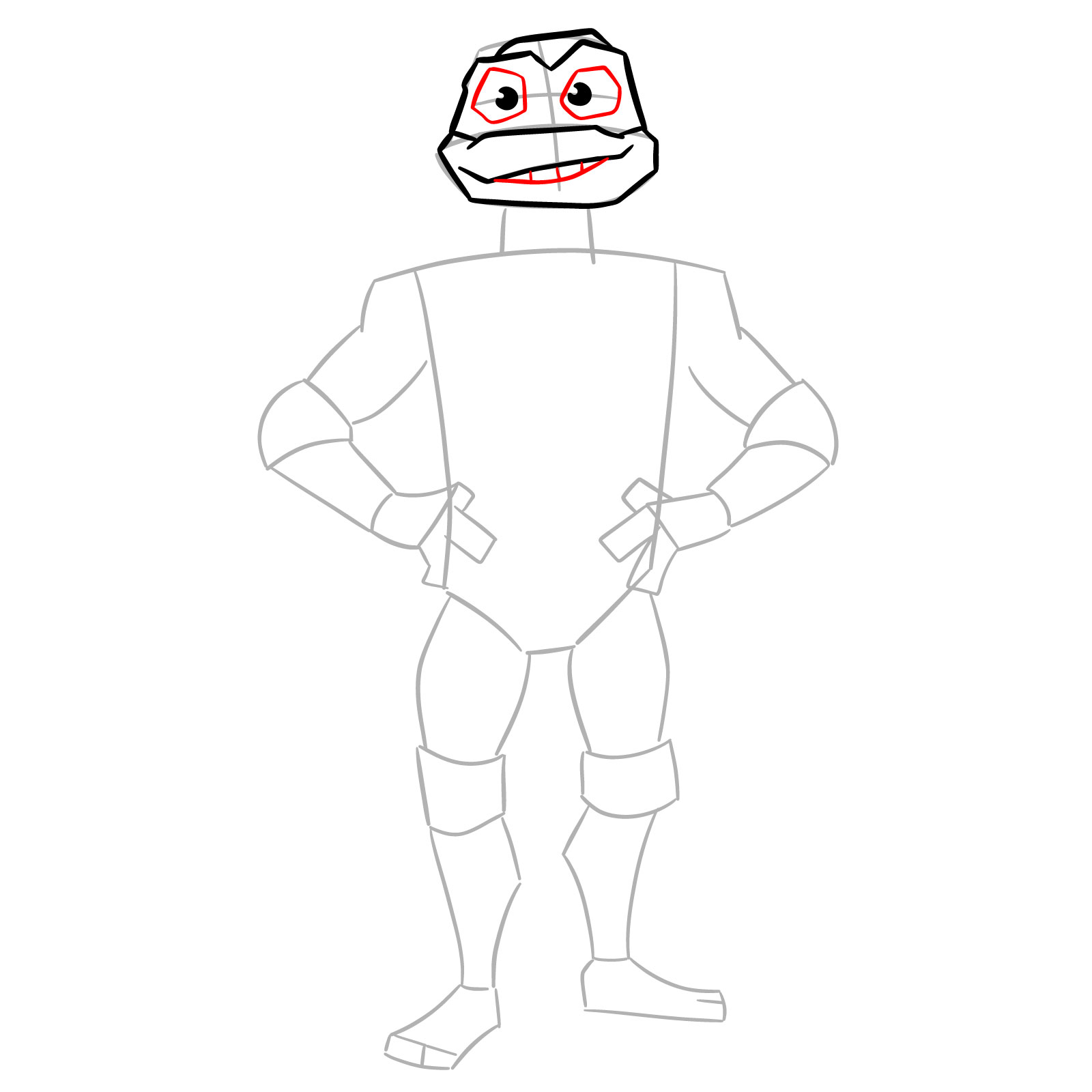 How to draw Leo from the Tales of the TMNT 2024 series - step 06