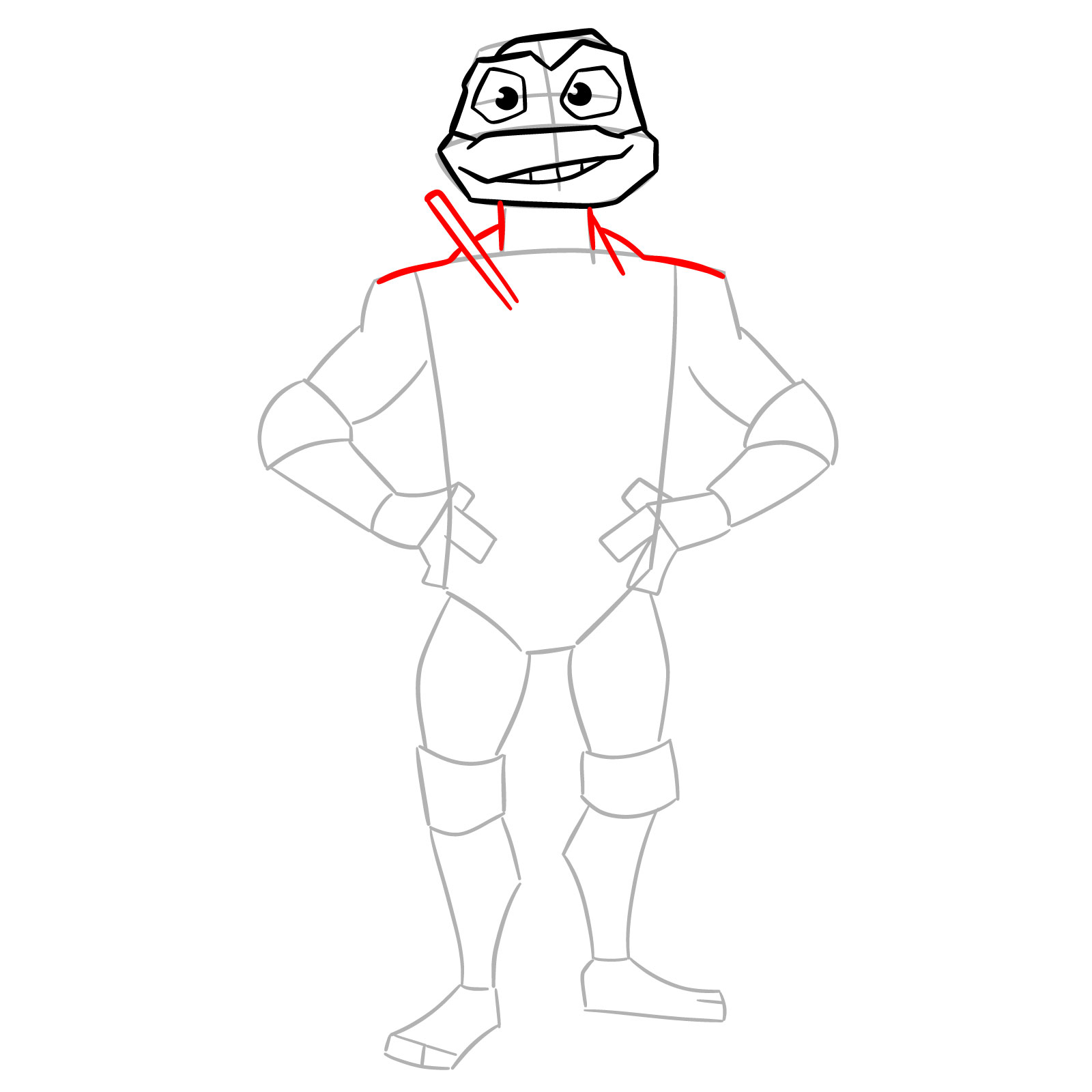 How to draw Leo from the Tales of the TMNT 2024 series - step 07