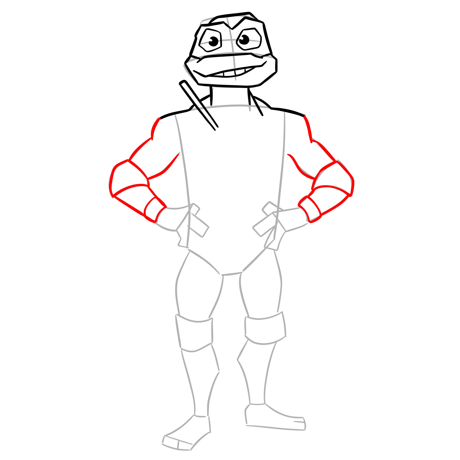 How to draw Leo from the Tales of the TMNT 2024 series - step 08