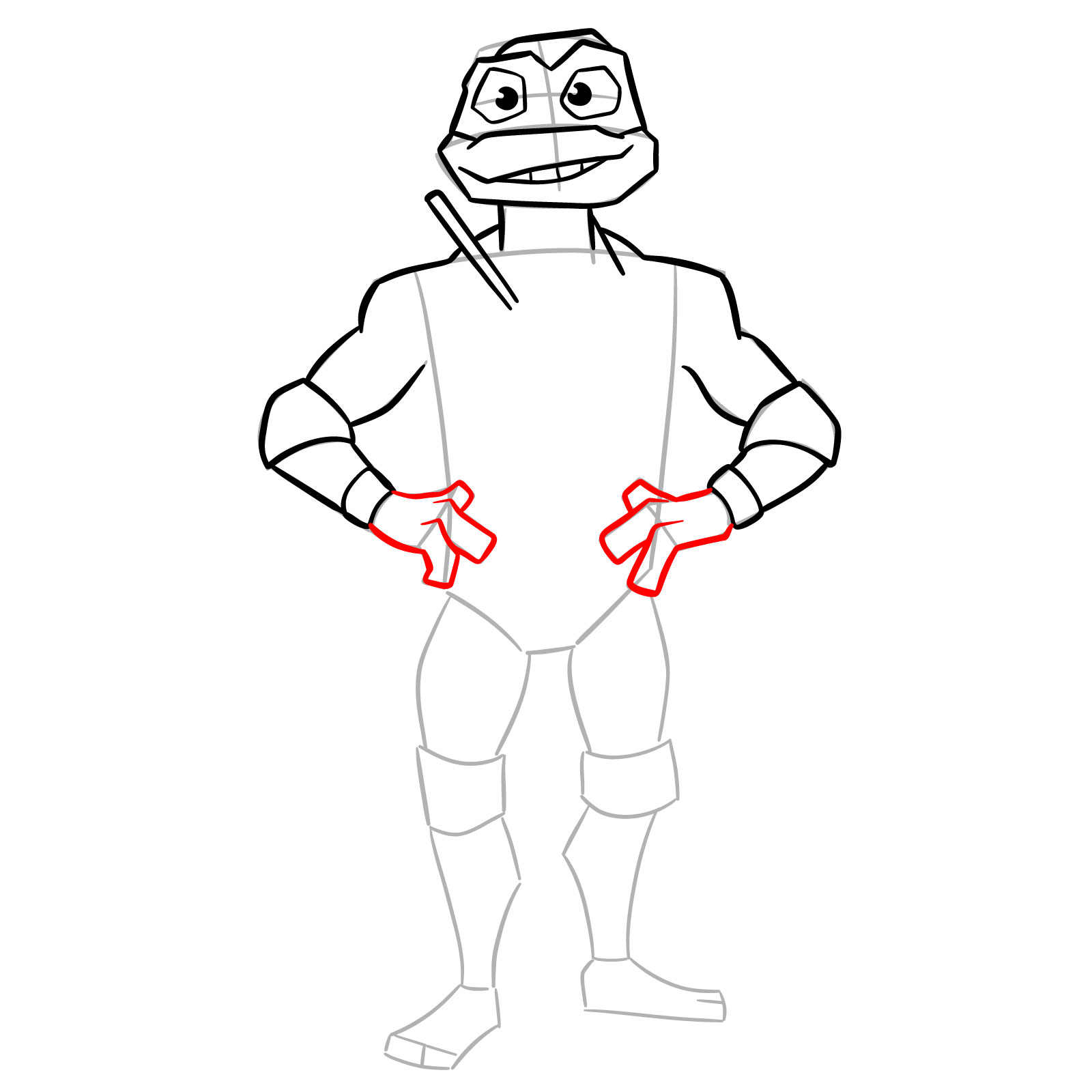 How to draw Leo from the Tales of the TMNT 2024 series - step 09