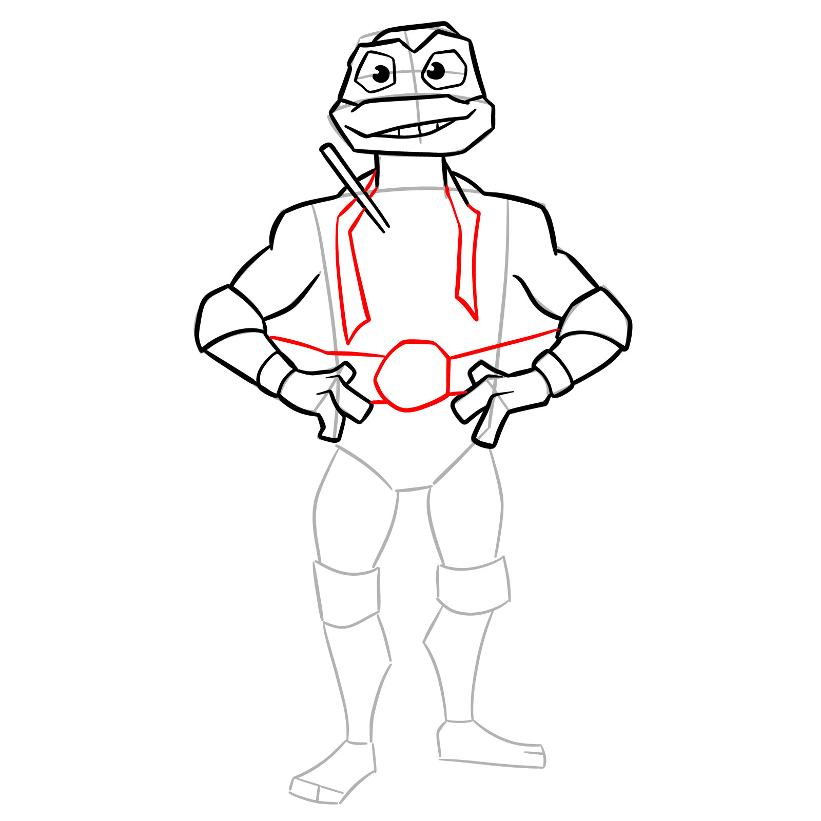 How to draw Leo from the Tales of the TMNT 2024 series - step 10