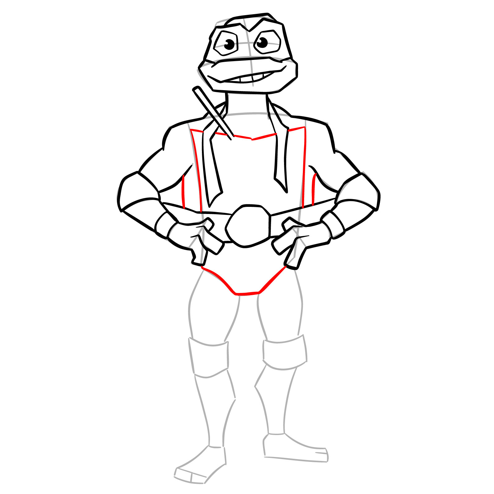 How to draw Leo from the Tales of the TMNT 2024 series - step 11