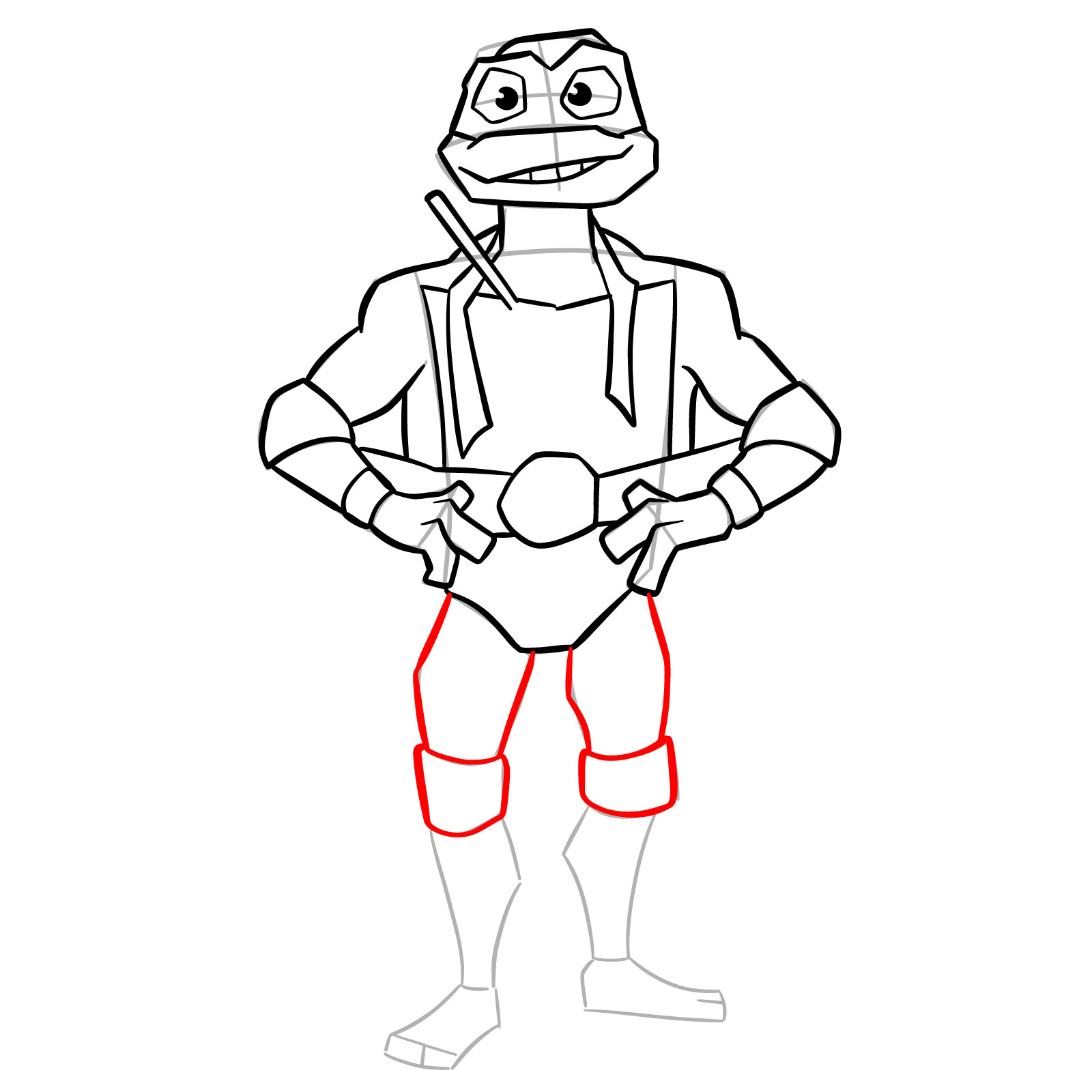 How to draw Leo from the Tales of the TMNT 2024 series - step 12