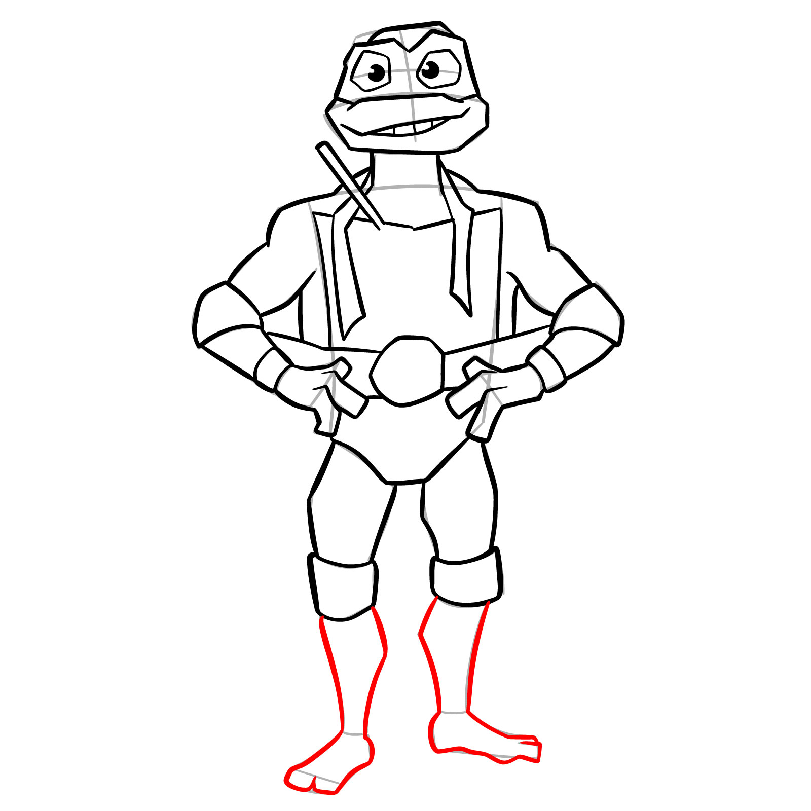 How to draw Leo from the Tales of the TMNT 2024 series - step 13