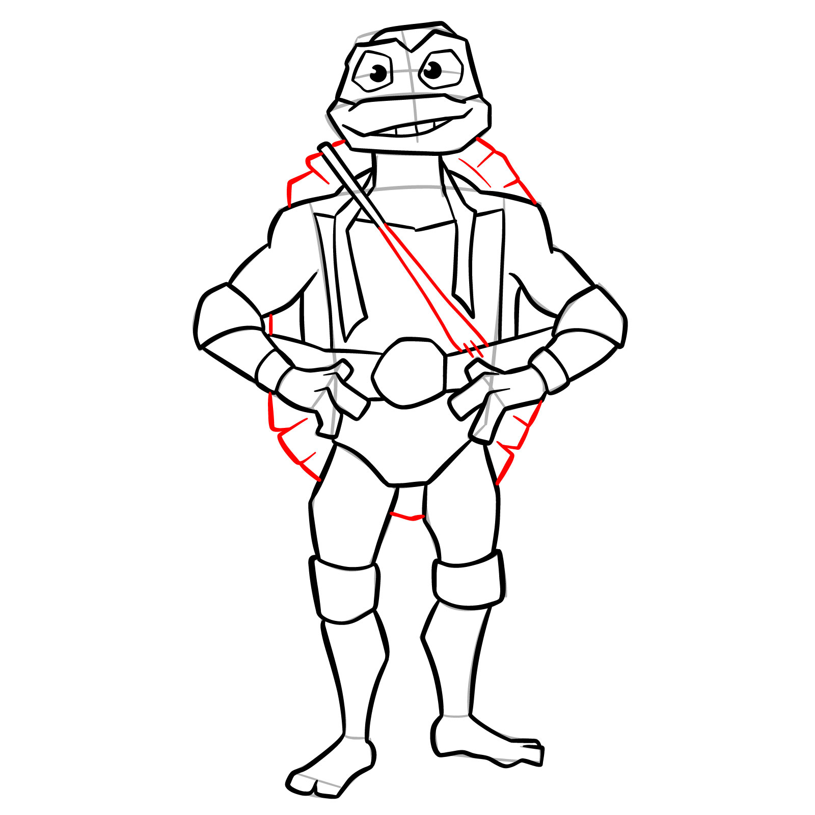 How to draw Leo from the Tales of the TMNT 2024 series - step 14