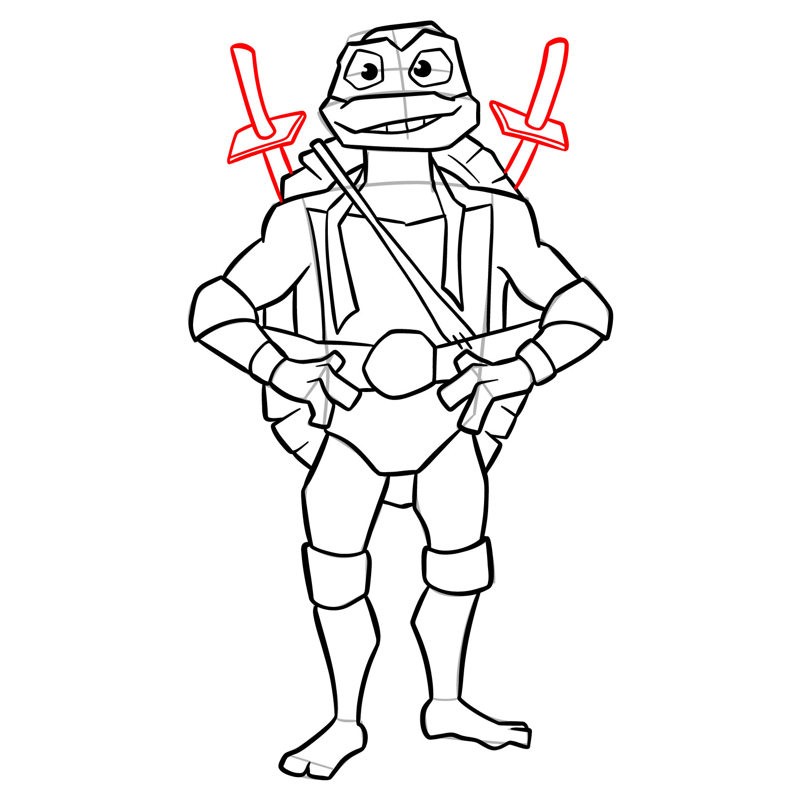 How to draw Leo from the Tales of the TMNT 2024 series - step 15